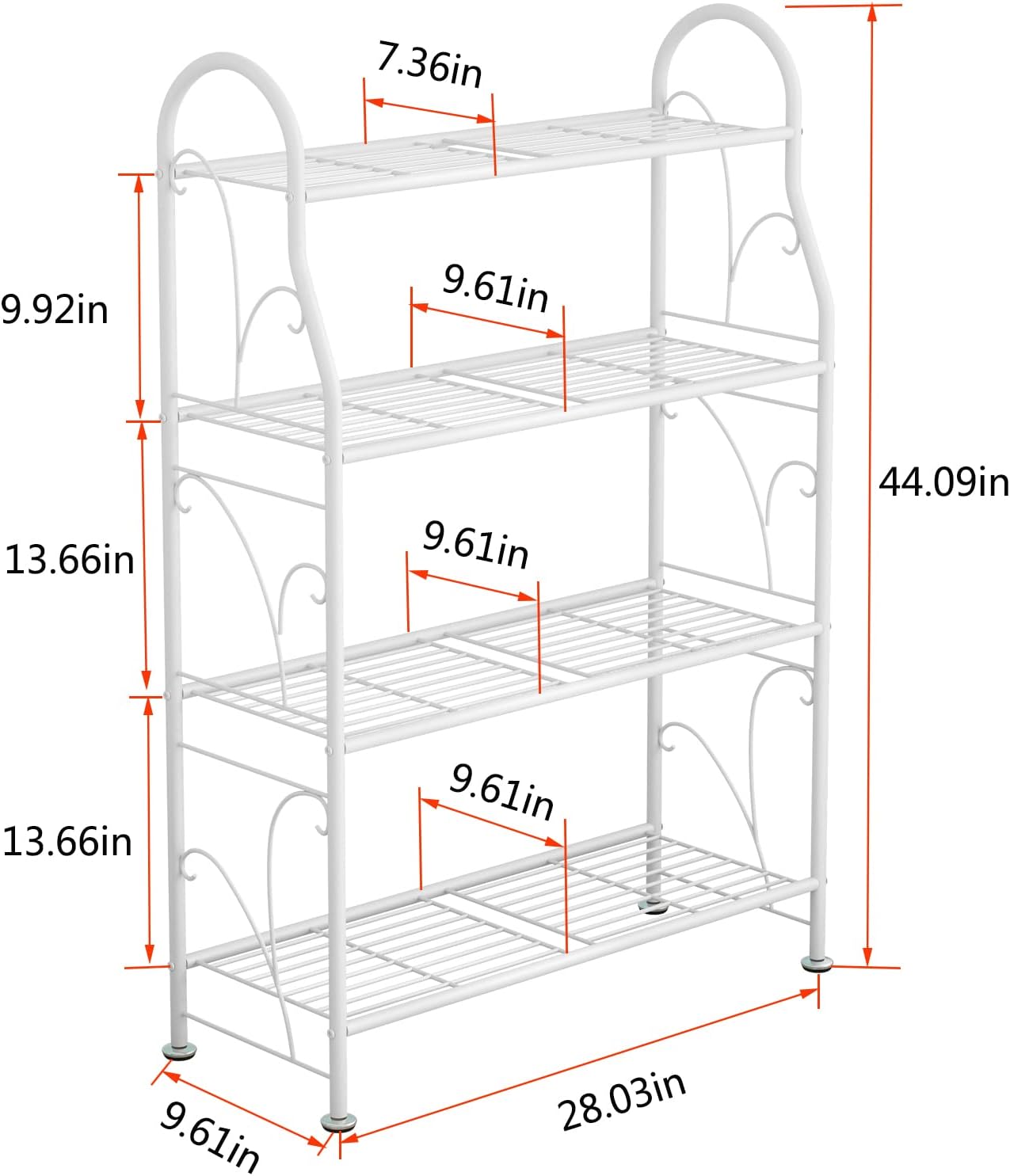 SORCEDAS Plant Stand Indoor Outdoor Plant Shelf 4 Tier Metal Corner Flower Stand Multiple Holder for Patio Garden Balcony Living Room, White