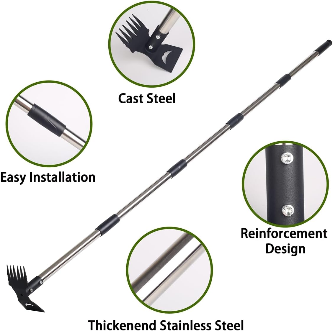 Weed Puller Tool, 78" Manual Weeder Remover Tool, 2 in 1 Stand Up Rake for Garden