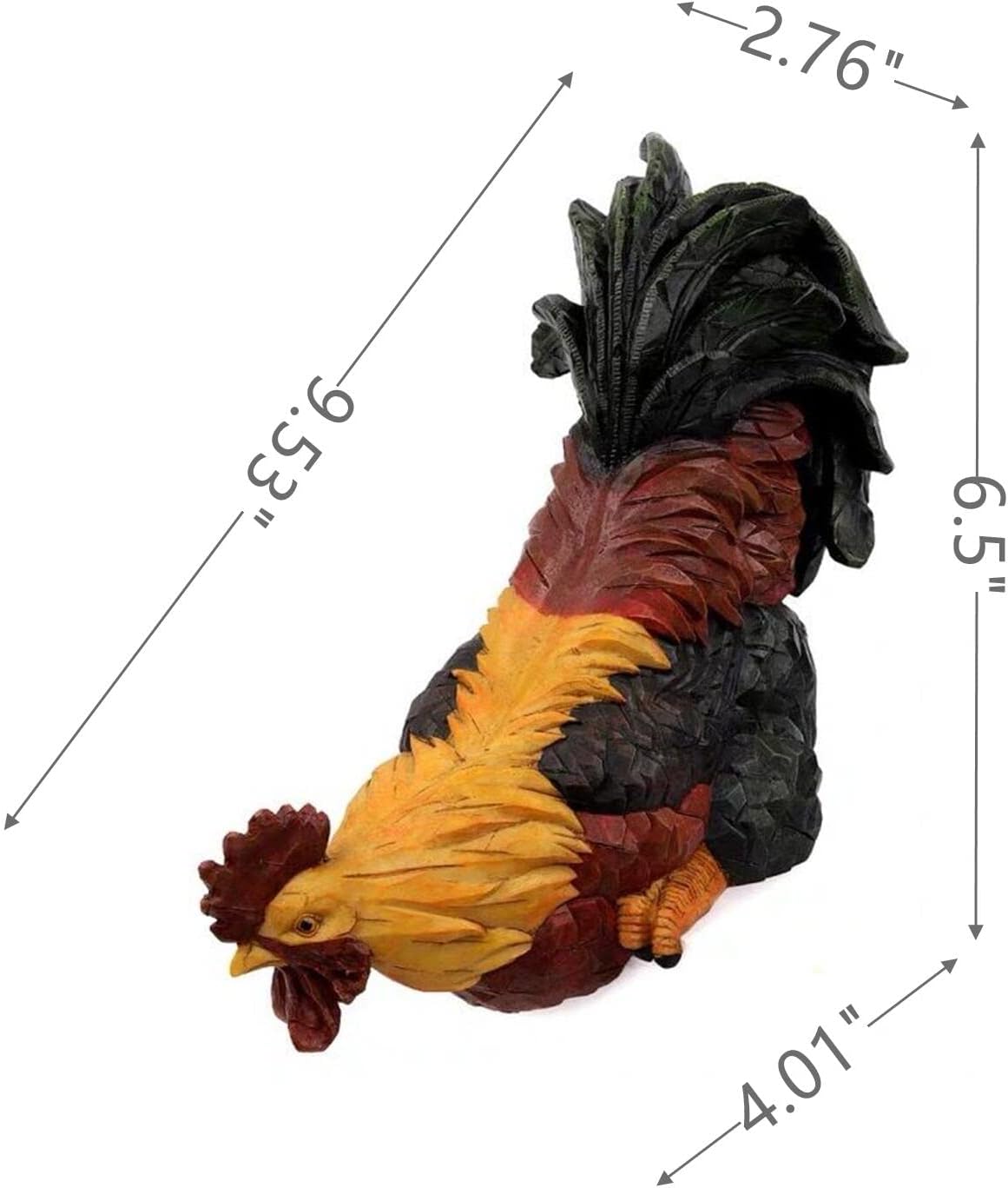 Garden Statues Cock Art Decoration Rooster Figurine for Yard, Chicken Sculpture Ornaments (Red)
