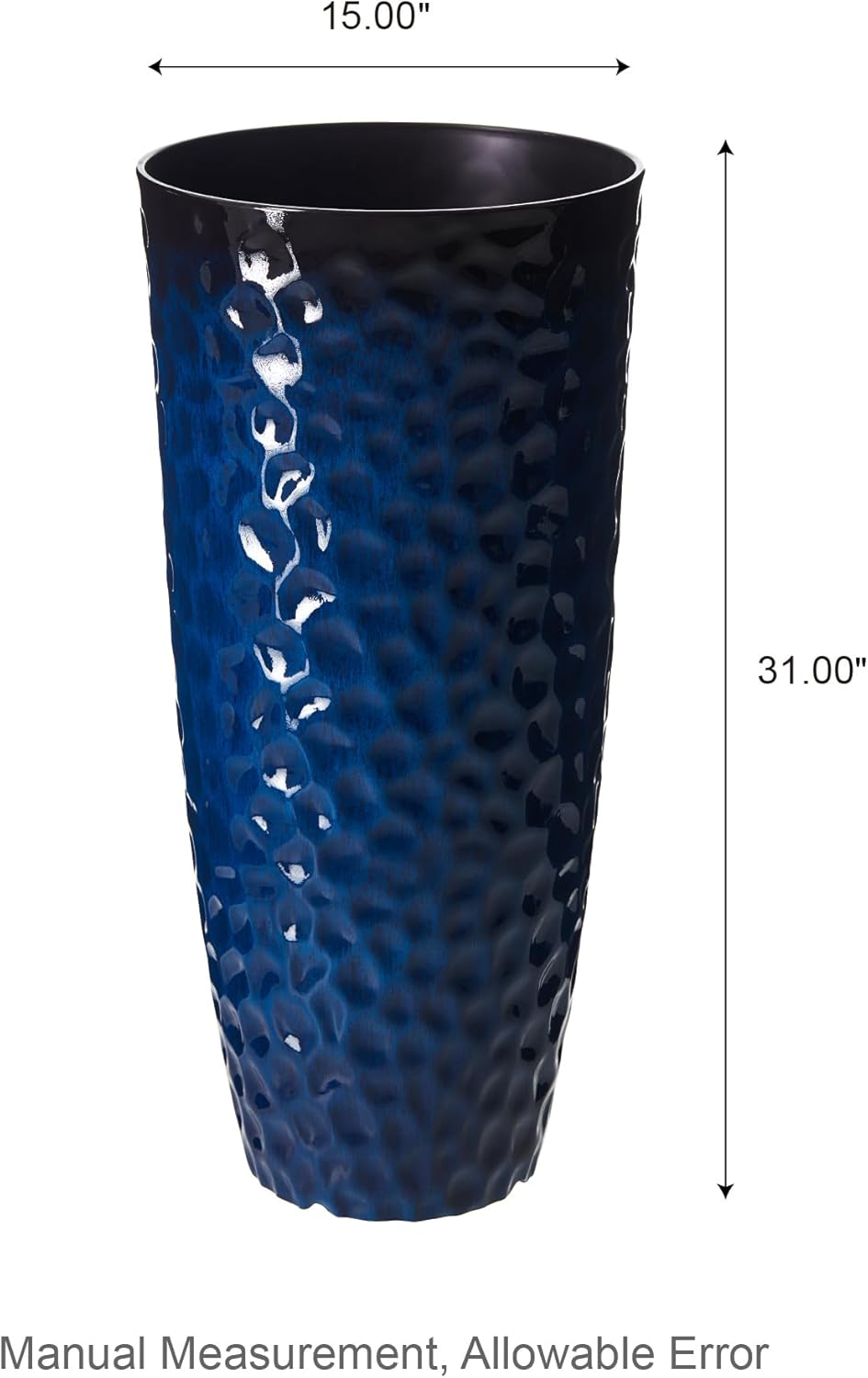 Glitzhome 31" H Oversized Tall Planter, Set of 2 Honeycomb Textured Gradient Cobalt Blue Round Garden Plant Pots with Drainage Holes, Large Flower Containers for Indoor Outdoor Front Door Patio