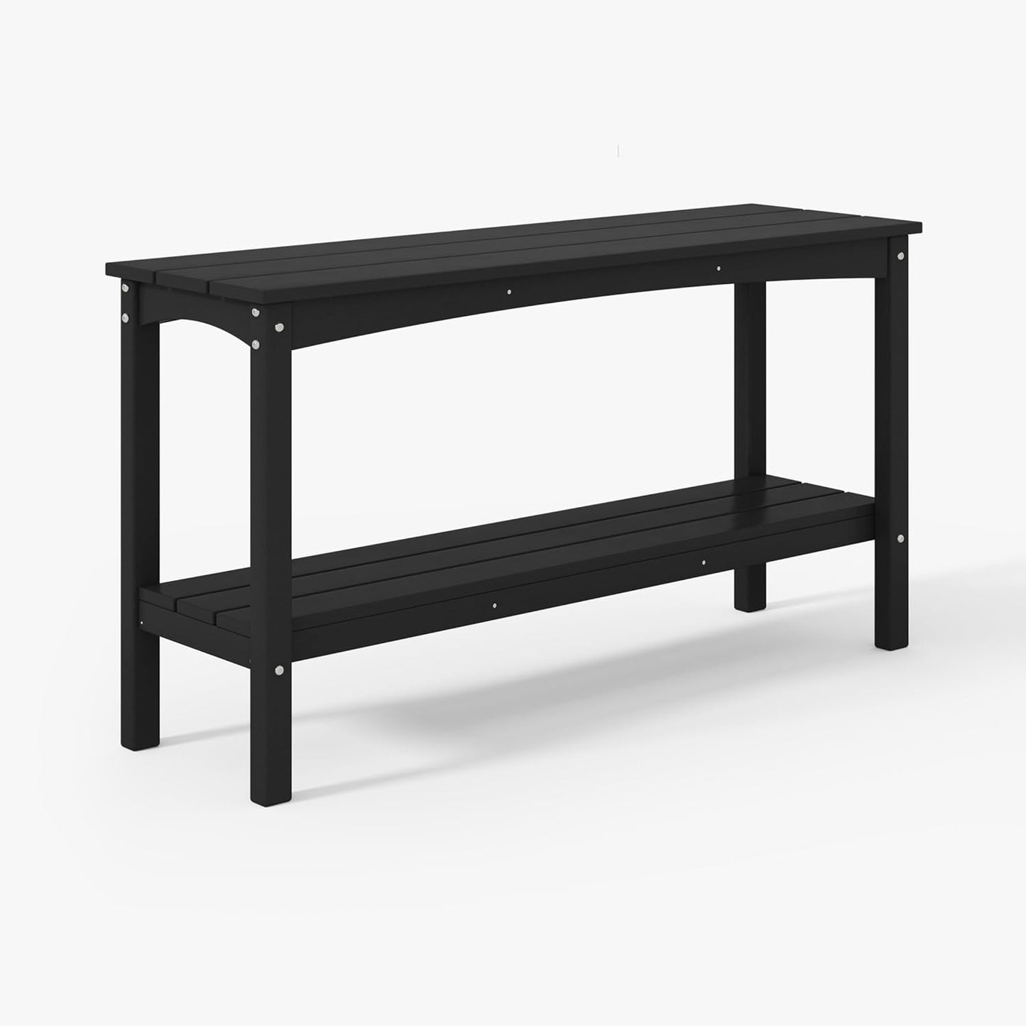 WestinTrends Malibu 55" Outdoor Patio HDPE Adirondack 2-Tier Shelf Console Table, Black