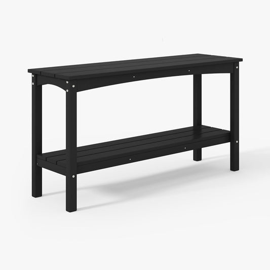 WestinTrends Malibu 55" Outdoor Patio HDPE Adirondack 2-Tier Shelf Console Table, Black