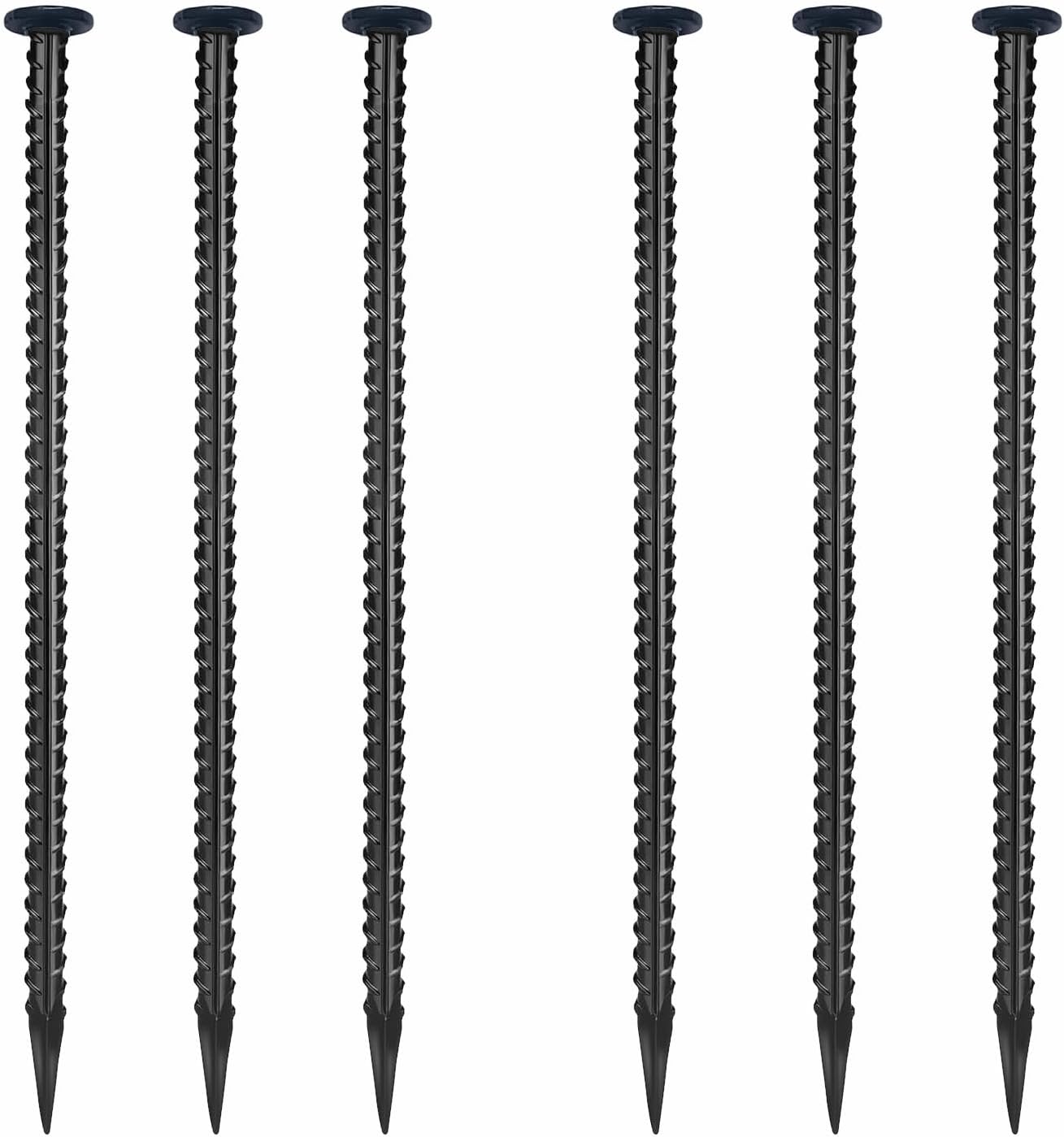 16 Inch Rebar Stakes, Ground Stake, 1/2 Inch Diameter，Galvanized Steel Ground Anchors, Landscpe Stakes, Heavy Duty Metal Spikes，Asphalt Anchor,Used for Speed Bump Wheel Stop and Camping (6 Pack)