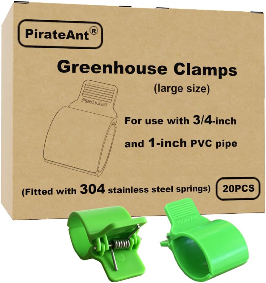 Greenhouse Clamps for3/4-1 Inch PVC Pipe, Greenhouse Hoops,Support Frame, Grow Tunnel,Plant Support Garden Stakes.For Fixing Plant Cover, Garden Plastic Sheeting, Film Row Cover, Net.
