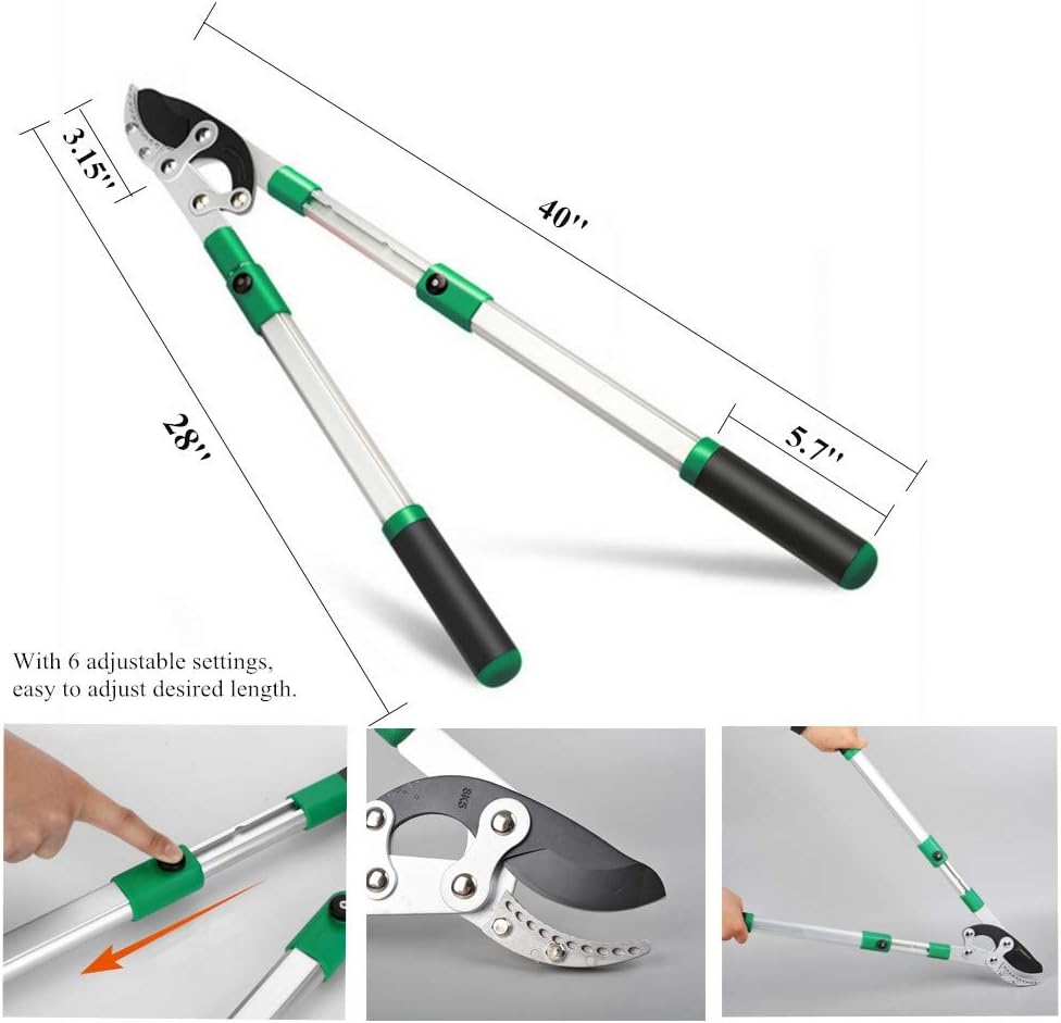 SK5 High-Performance Compound Action Anvil Lopper,Chops Thick Branches with Ease,2 Inch Cutting Capacity,28inch-40inch Telescoping Lopper, Tree Trimmer with Sturdy&Comfortable Handle