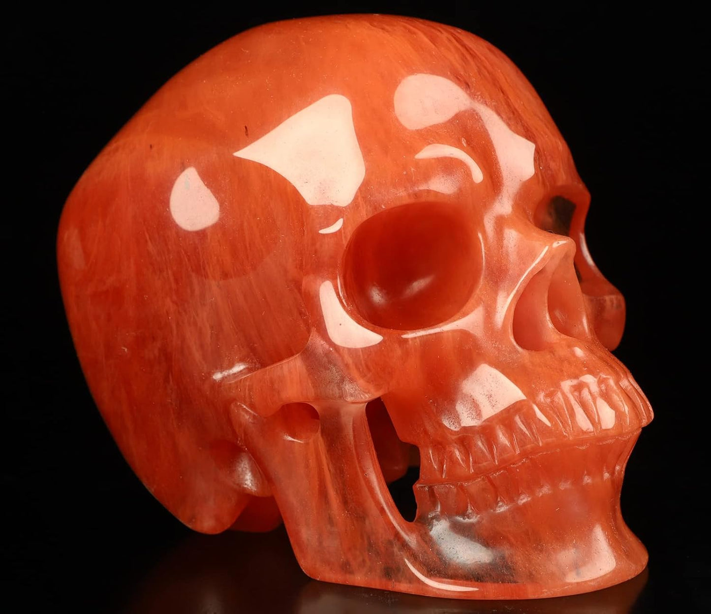 Skullis 5.0" Smelted Quartz Super Realistic Crystal Skull, Hand Carved Gemstone Fine Art Sculpture, Reiki Healing Stone Statue.2025 Z8