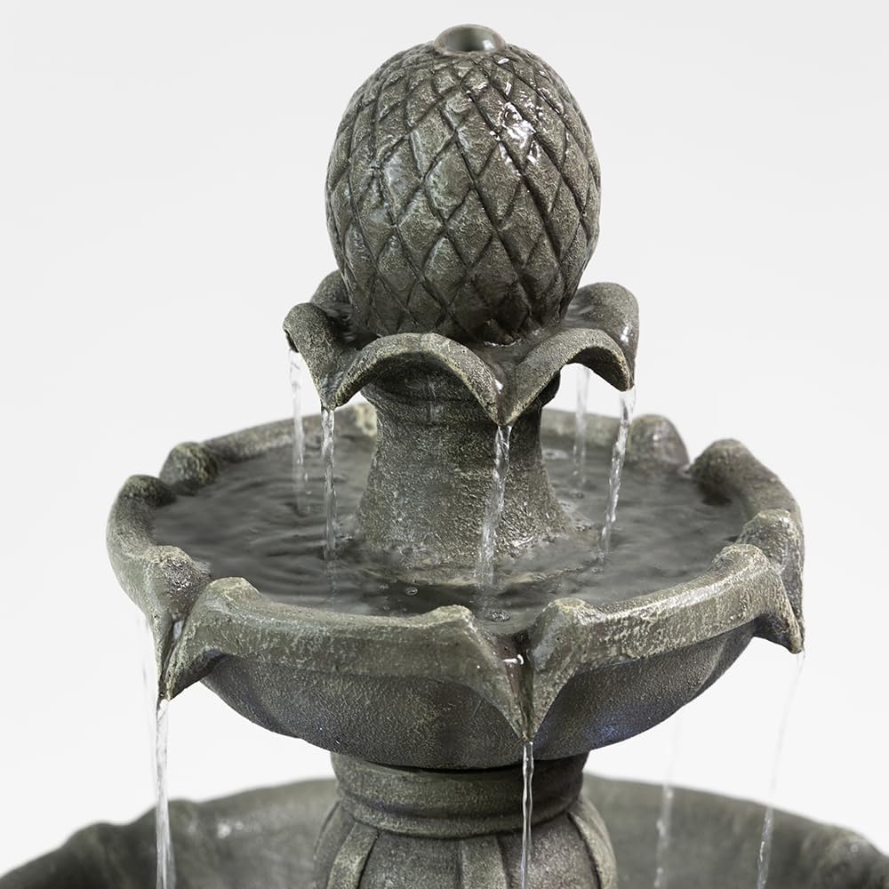 Outdoor Water Fountains –42.2 in. Tall,3 Tiered Stone Waterfall,Create Elegant Flowing Water Feature for Garden, Yard, Patio, Home Decor (Grey)