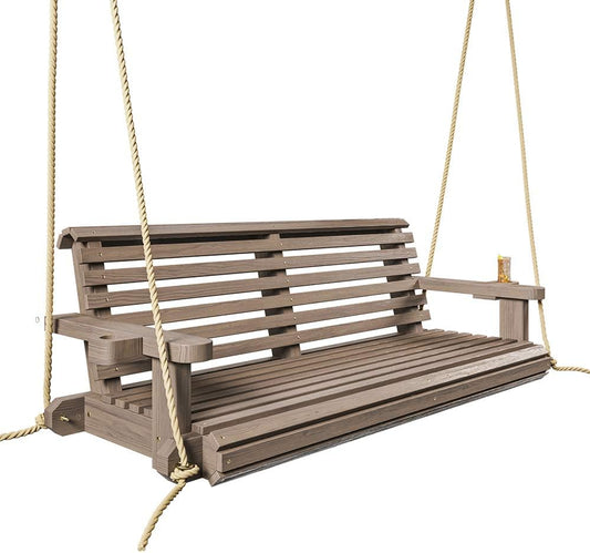 Porchgate Amish Heavy Duty 800 Lb Roll Comfort Treated Porch Swing W/Ropes (5 Foot, Warm Walnut Stain)