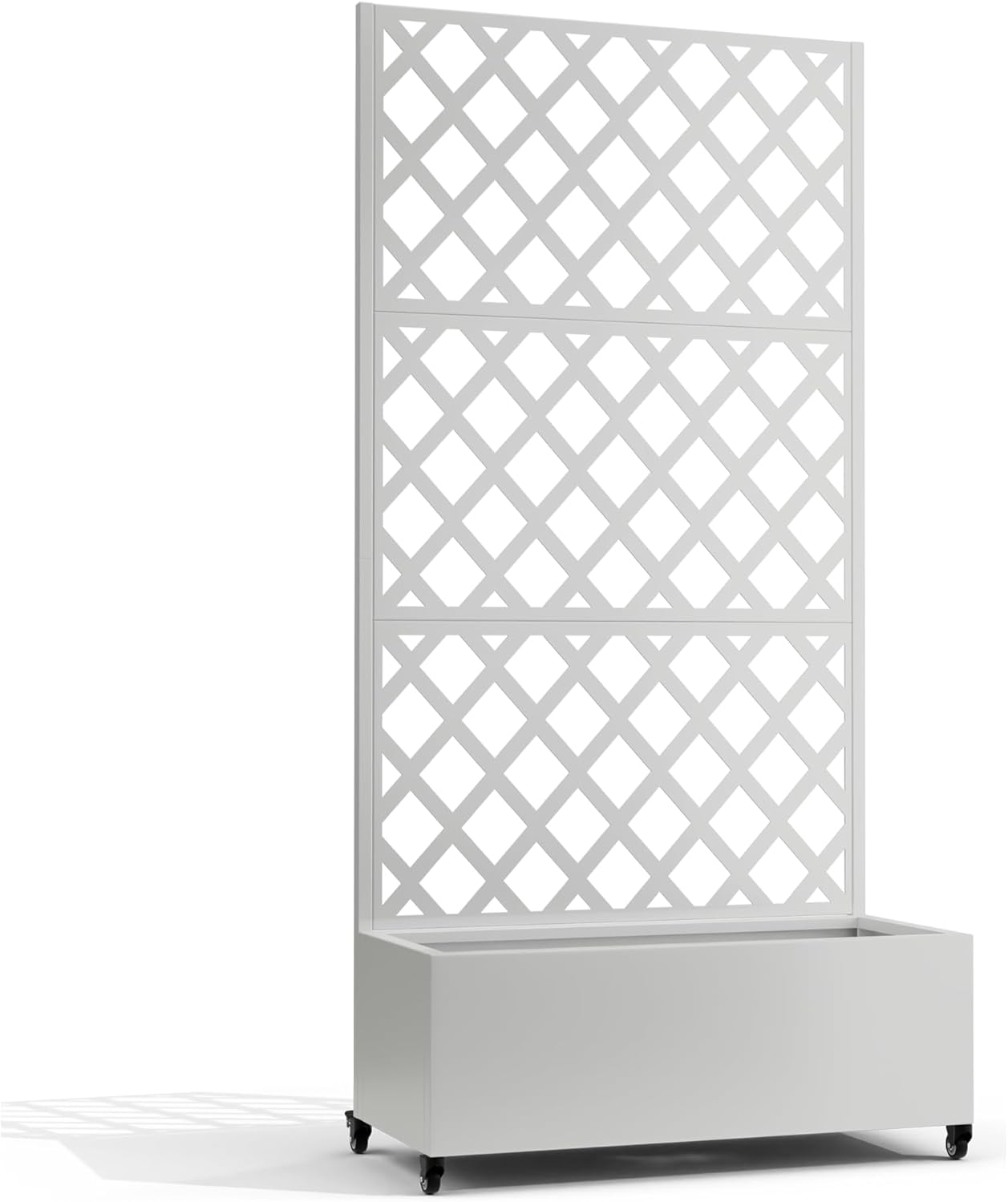 Metal Planter Box with Trellis, Heavy-Duty Raised Garden Bed for Climbing Plants, Drainage Hole, Outdoor Planter Box with Privacy Screen，35''L×16''W×71''H