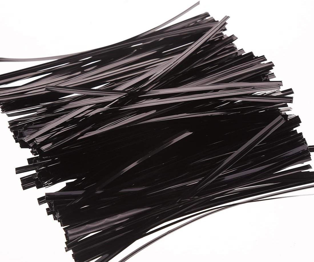 1000 Pcs Black Foil Twist Ties - Metallic Twist Ties 5 inch
