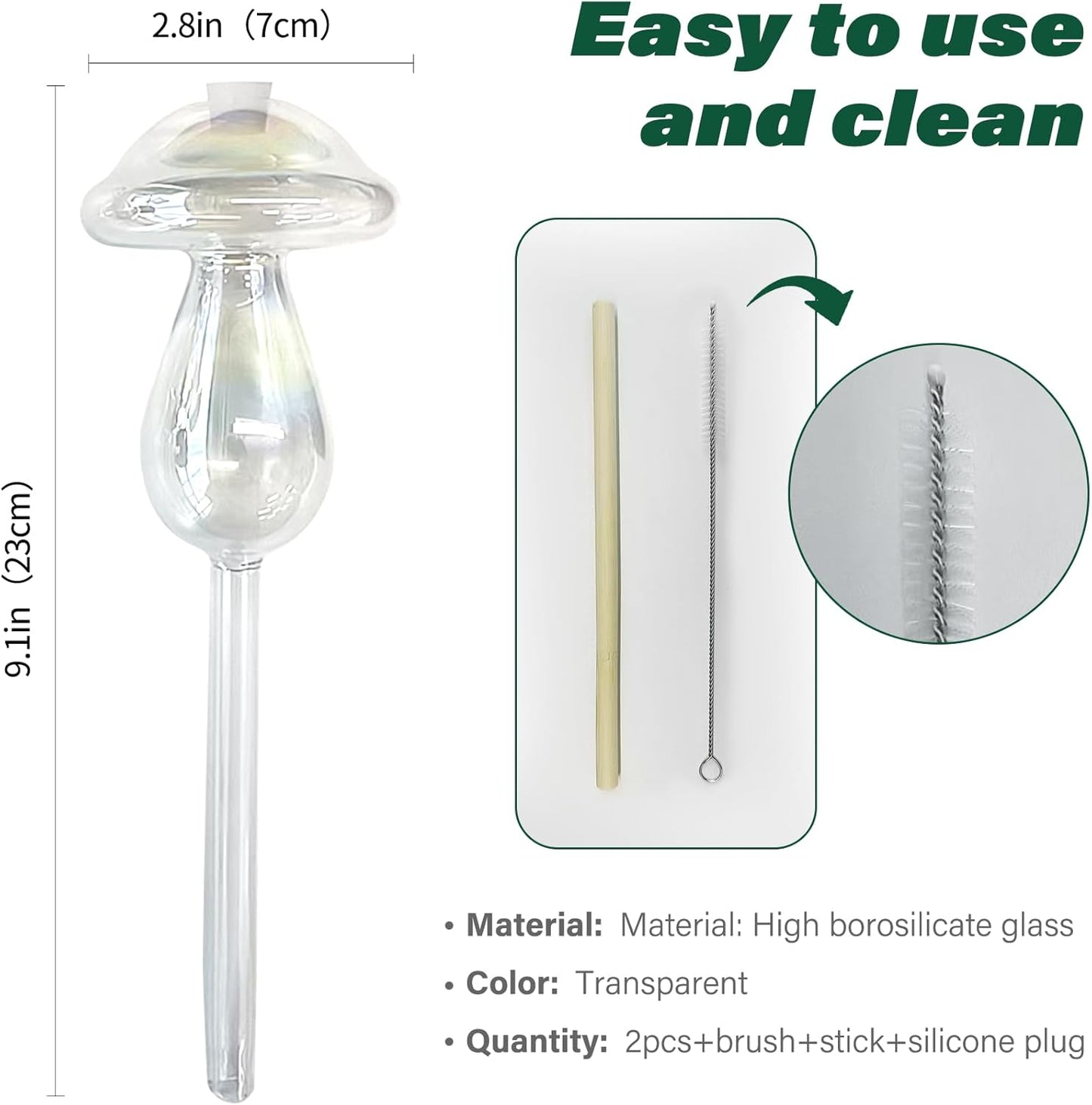 2 Pcs Glass Self Watering Globes, Iridescent Automatic Plant Waterer Bulbs Devices for Indoor & Outdoor Plants, Slow Release Watering Devices System for Various Plants (Top-Fill 2pcs)