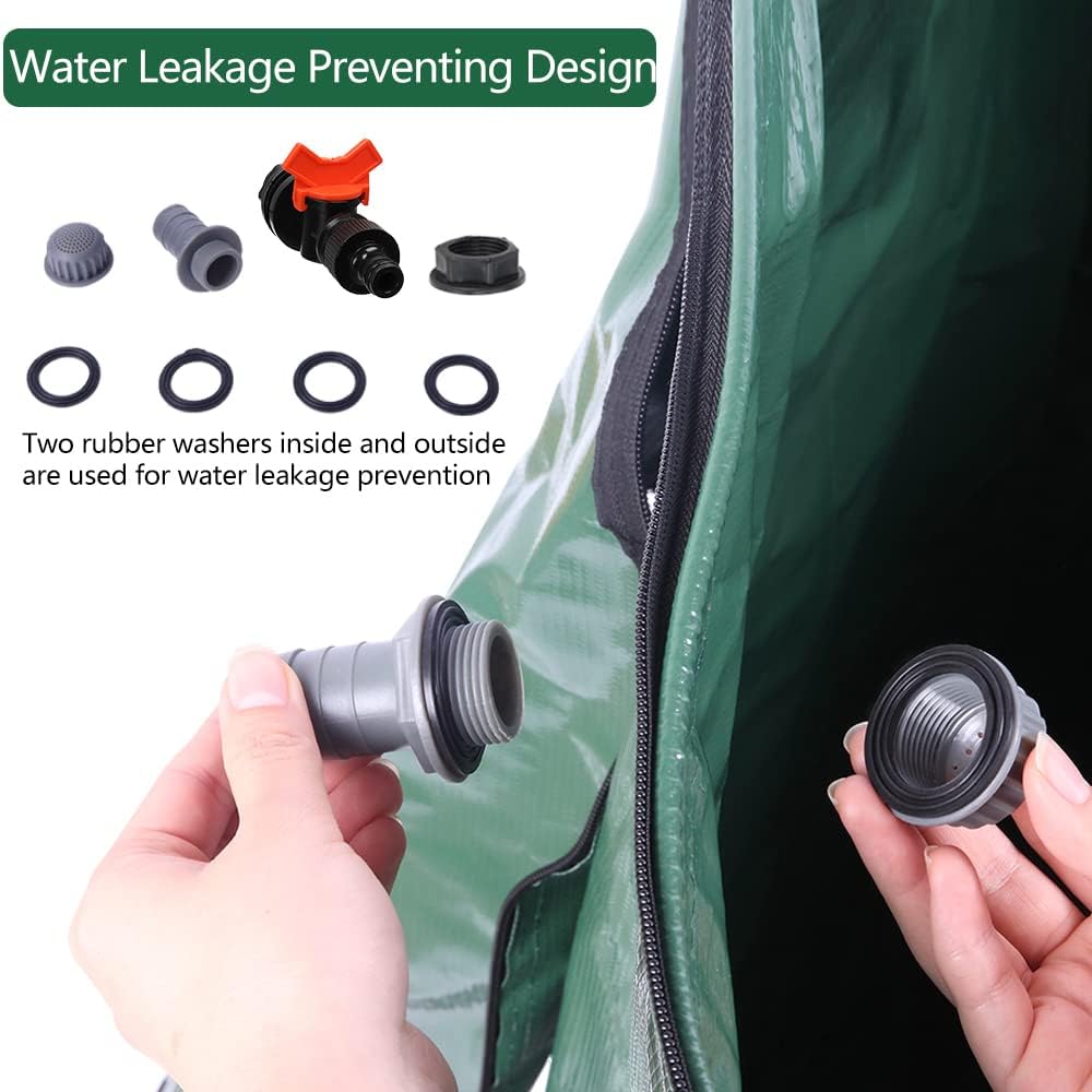 132 Gallon Collapsible Rain Barrel, Portable Rainwater Collection System, Water Storage Tank, Rain Catcher Barrel with Two Spigots and Overflow Kit, Rain Water Barrel Collector for Garden, Green