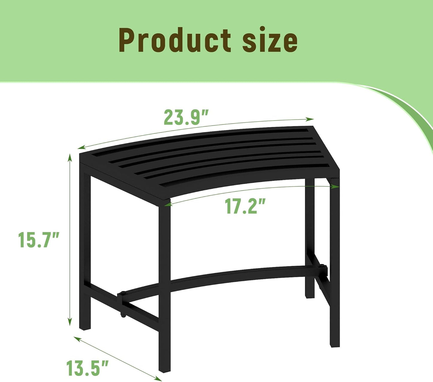 Metal Curved Fire Pit Bench Set of 4, Outdoor Fire Pit Seating, Steel Backless Outside Fire Pit Bench for Garden, Patio, Porch, Backyard, Plant Stand, Heavy Duty Plant Holder, Style 3, Black