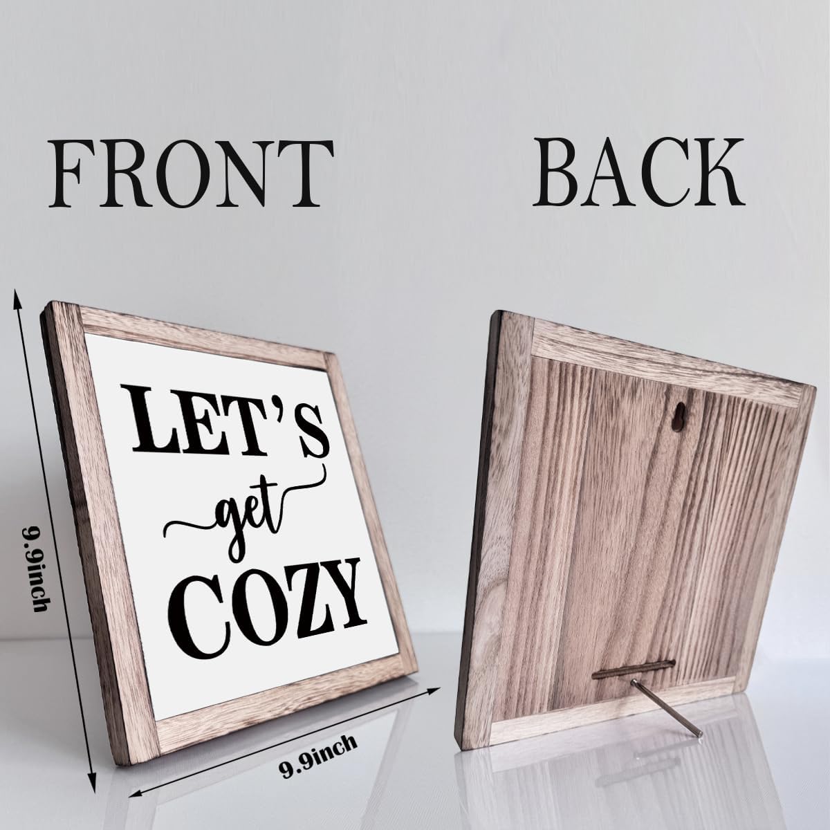 Cozy Bedroom Décor, Let's Get Cozy, Home Décor, Farmhouse Table Décor, Farmhouse Decor for Shelves, Home Decoration Sign for Shelf, Suitable for Placement on Living Room or Bedroom Shelves 9.9inch