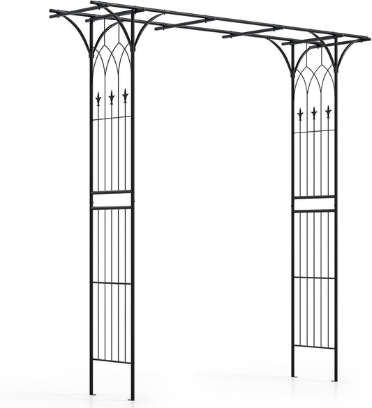 Giantex Garden Arbor Wedding Arch for Ceremony Party, Metal Trellis Archway for Climbing Plants Rose Grape Vines, Steel Frame Pergola Decoration for Backyard Patio Lawn Pathway, Easy to Assemble