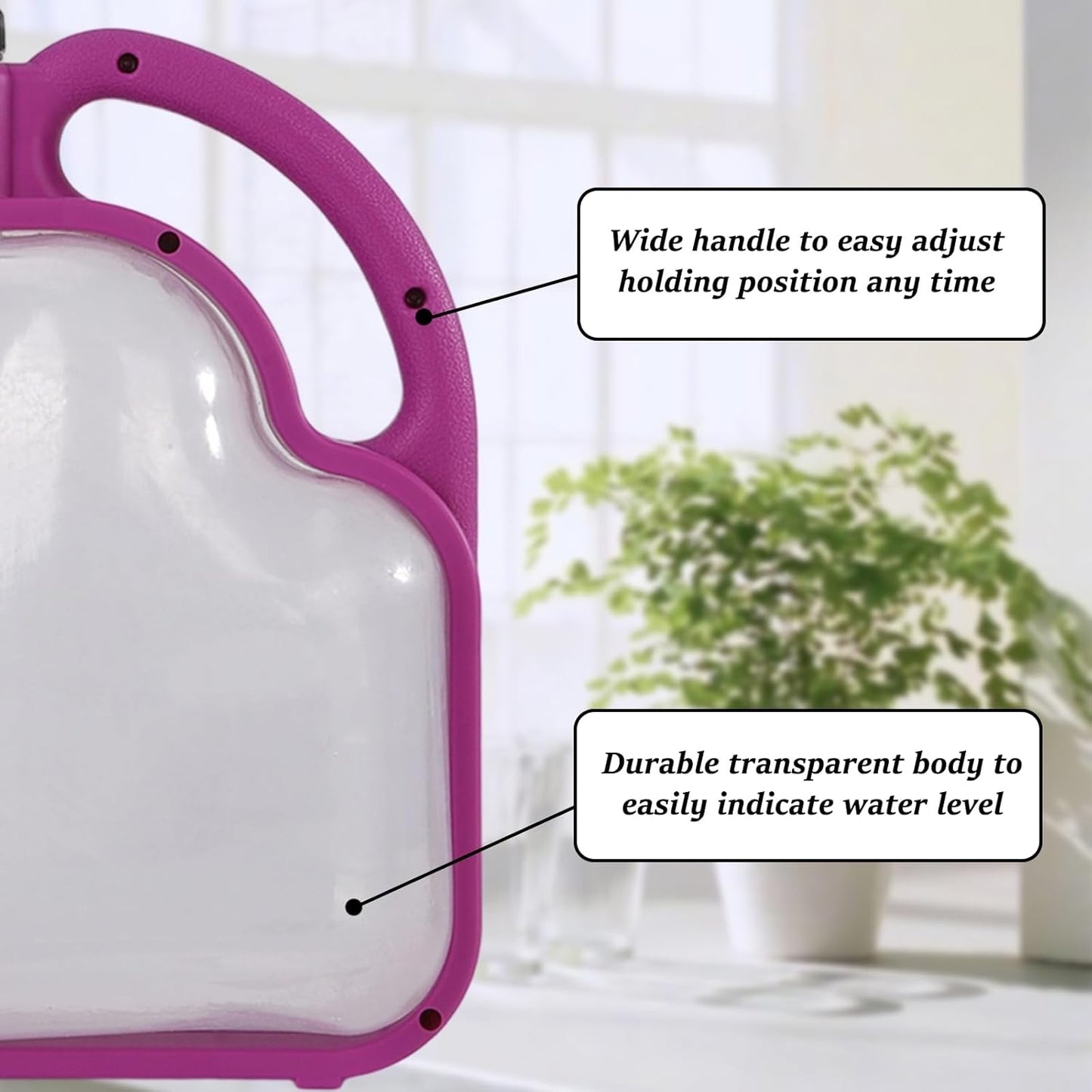 Foldable Watering Can 0.8 Gallon Transparent Plastic with Long Spout & Ergonomic Handle, Compact for Indoor Outdoor Plants（Purple）
