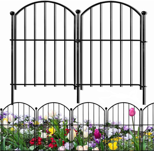Decorative Garden Fence 21in x10.8ft, 10 Pack Rustproof Metal No Dig Fence Animal Barrier for Dog, Arched Flower Bed Edging Ornamental Wire Border Panel Fencing (Arch)