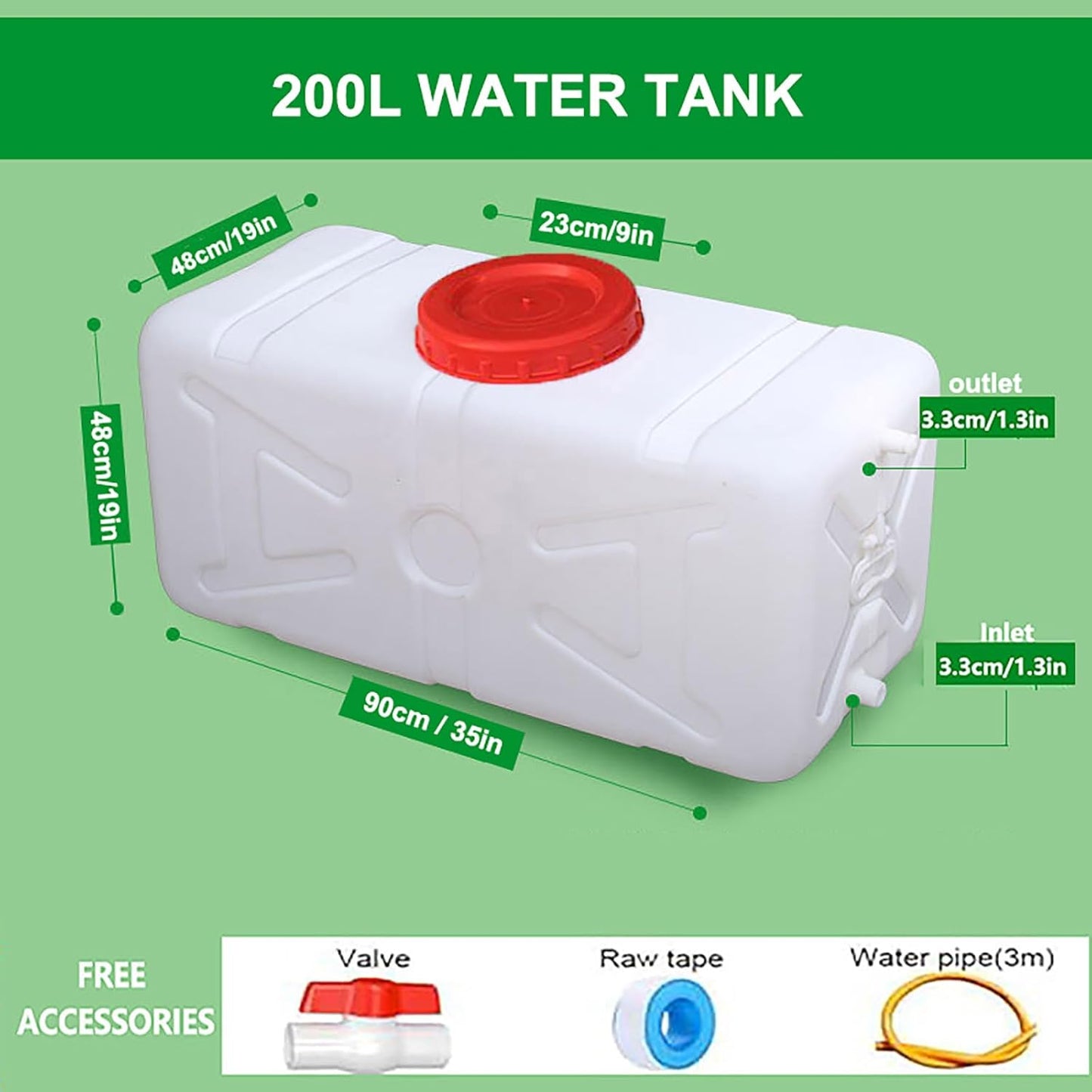 Plastic Portable Water Tank with Spigot for Camping Large Capacity Water Storage Tank Water Container for Emergency Storage Household Outdoor Camping RV Self-Driving(Size:200L/50gallon)