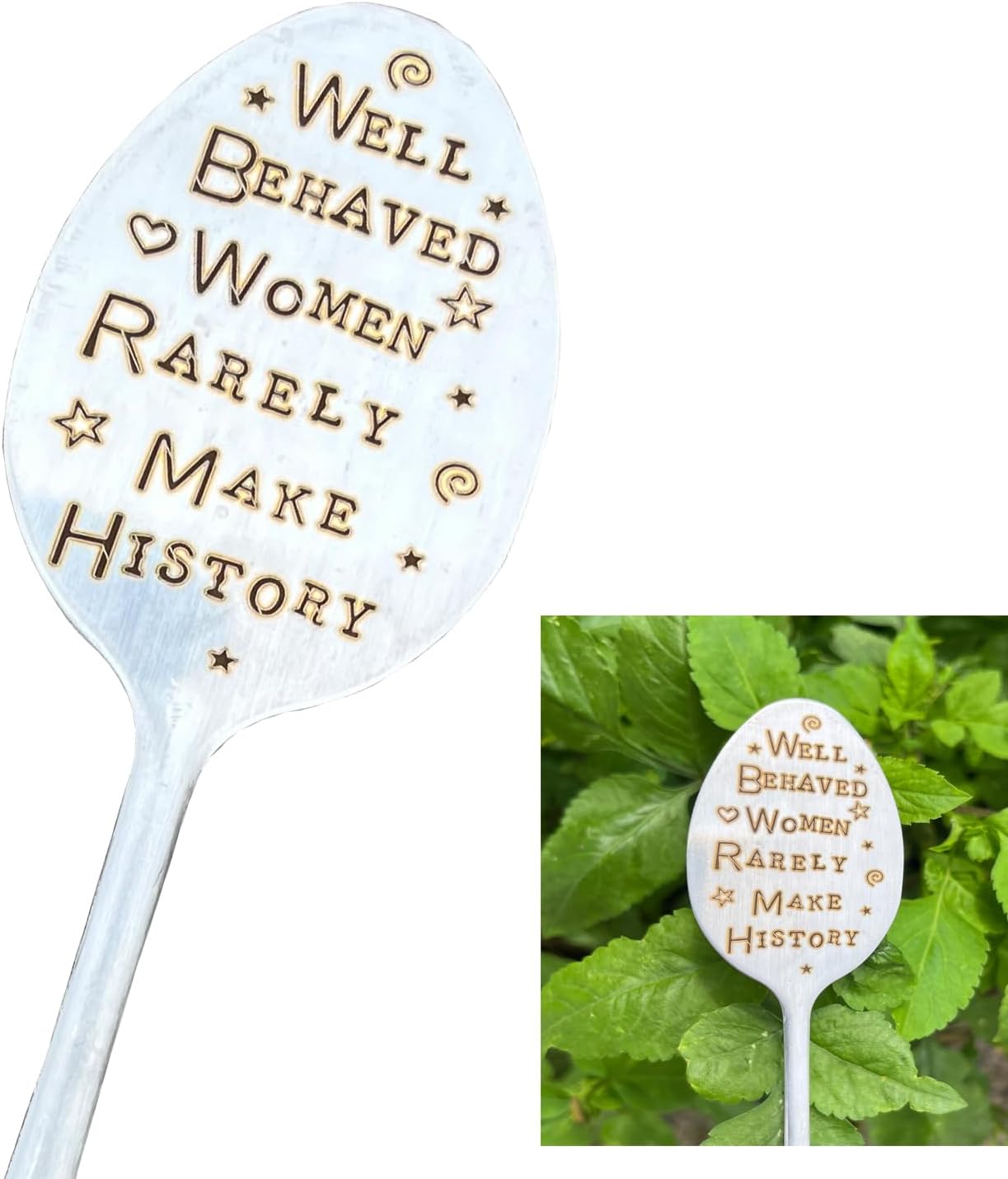 Garden Plant Marker Friendship Gift for Women Gardeners, Plant Stake Label Sign Tag Gardening Gifts for Woman Plant Lovers, Metal Garden Decoration (Make History)