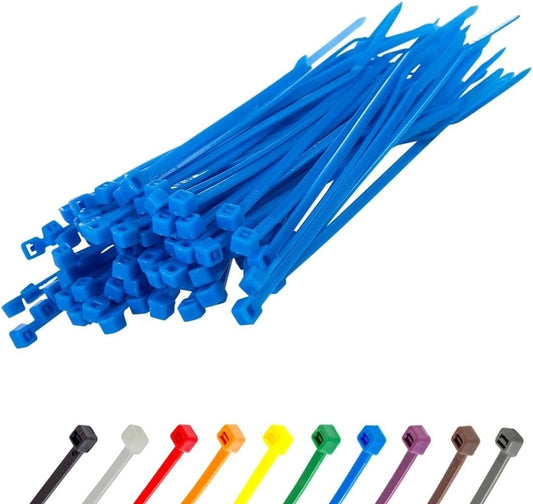 GTSE 4 Inch Blue Zip Ties, 100 Pack, 18lb Strength, UV Resistant Nylon Small Cable Ties, Self-Locking 4" Tie Wraps