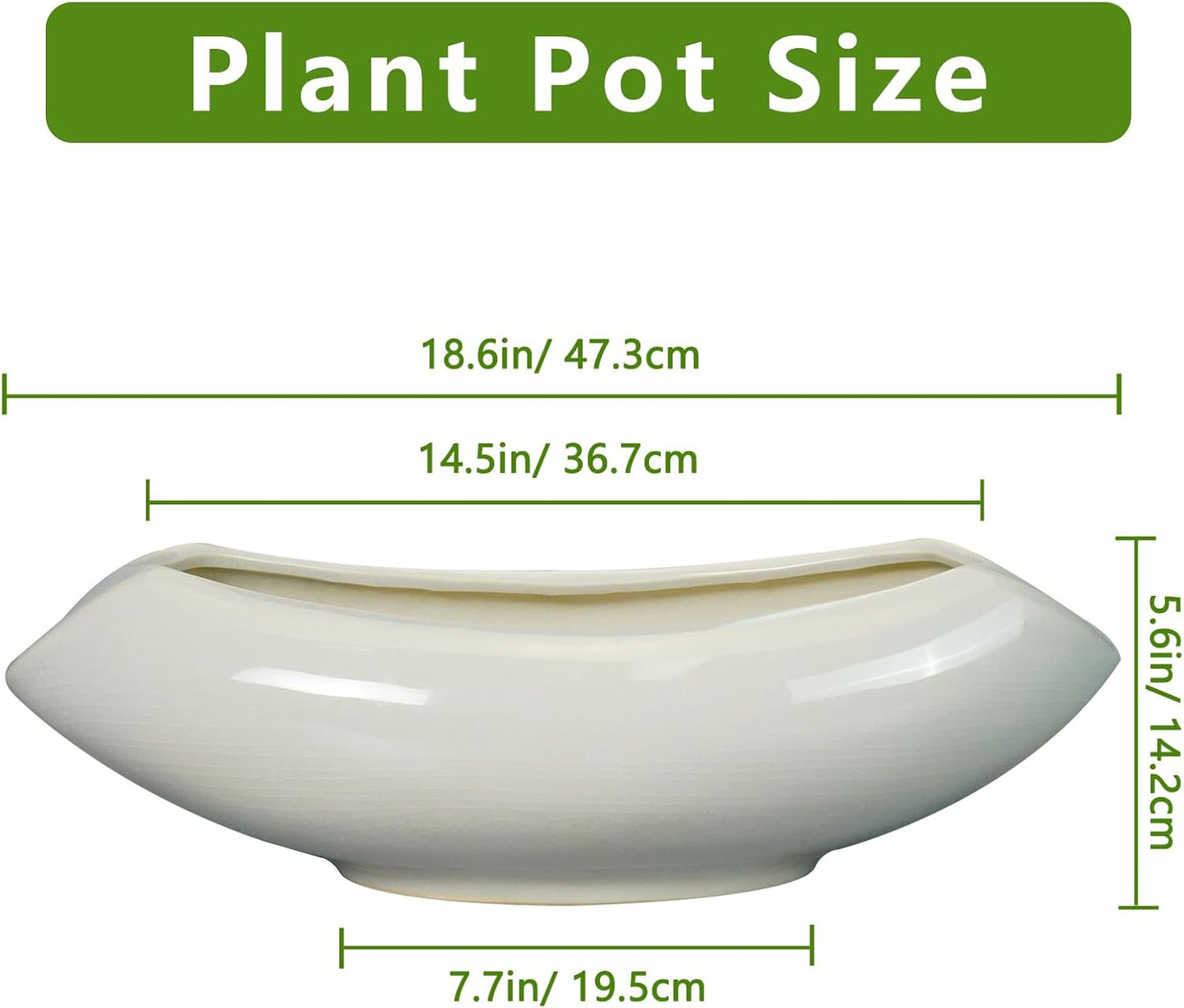 Bonsai Pots 18 Inch - Ceramic Succulent Pots with Drainage Hole Decorative Plant Pot Indoor Large Outdoor Planter Modern Flower Pot for Home Garden Room Decor Gray