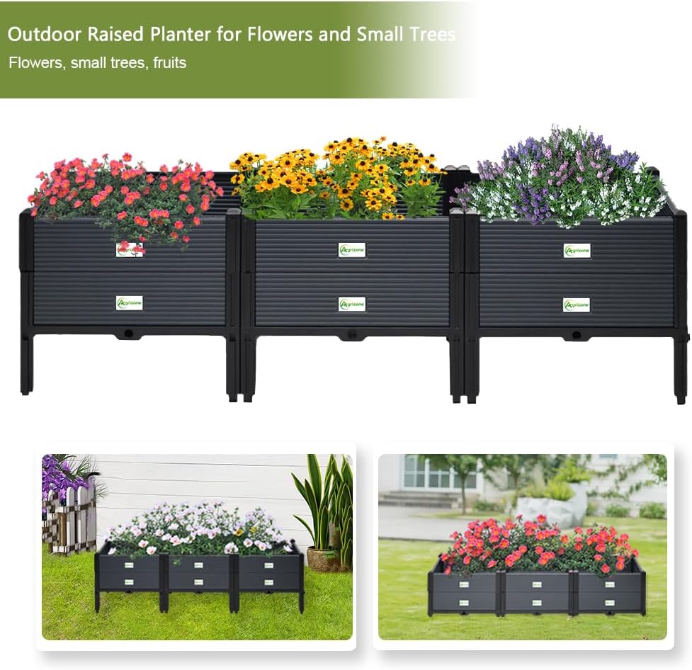 Indoor & Outdoor 2-Tier Stackable Garden Bed – Drainage Planter Box, Thickened for Enhanced Load-Bearing, Great for Veggies, Herbs, Flowers & Entryway Decor(Triple Row)