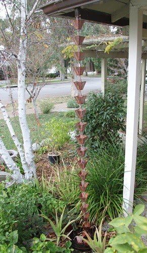 Nutshell Stores Medium Square Cups Rain Chain - Pre-Aged Copper - 18 Feet