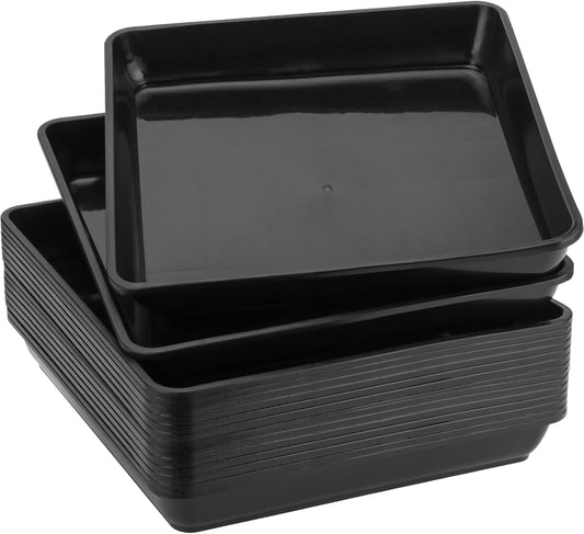 JOIKIT 15 PCS 7 x 7 Inch Square Plant Saucer, Plastic Plant Saucer Drip Tray, Square Flower Pot Tray for Indoors and Outdoor Plant Pots, 1 Inch Deep, Black