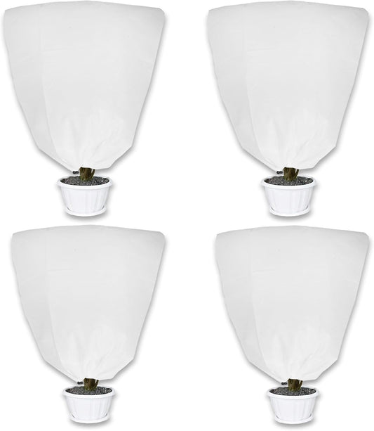 4 Pack Plant Covers Freeze Protection for Winter, 31.5''×23.6'' Frost Cloths for Outdoor Plants Cold Weather Blankets with Drawstrings