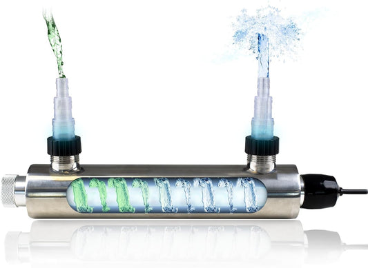 24W Inline UV Light for Aquarium 75 Gallon / 1000 Gallon, UV Light for Cold Plunge, Drinking Water, Fish Tank Ultraviolet Clarifier Machine for Pond Algae Control