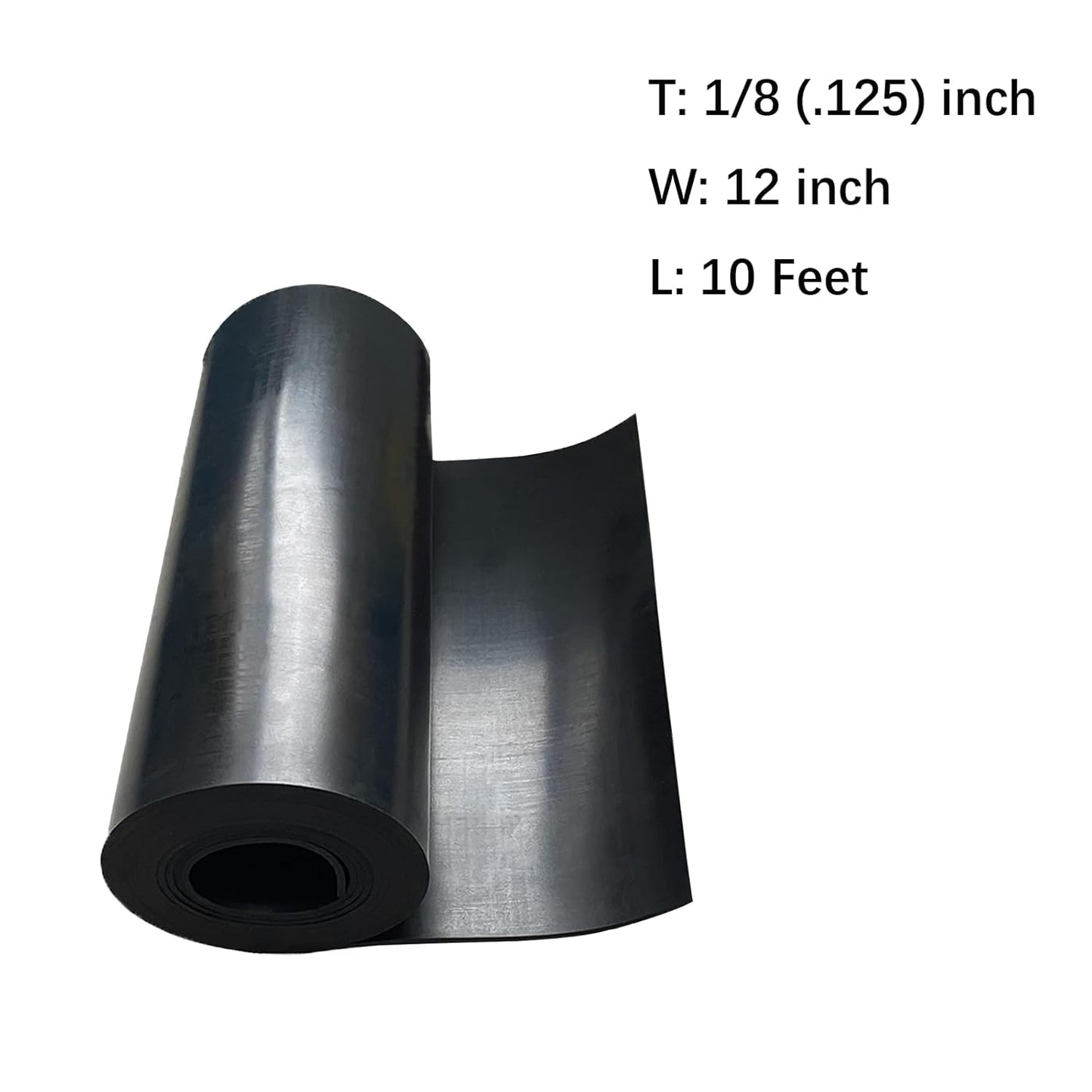 Solid Rubber Strips 1/8 (.125)" Thick X 12" Wide X 10'Long, Solid Rubber Sheet for Anti-Slip Pads, Flooring, Seals, Crafts, Anti-Vibration, Gaskets DIY