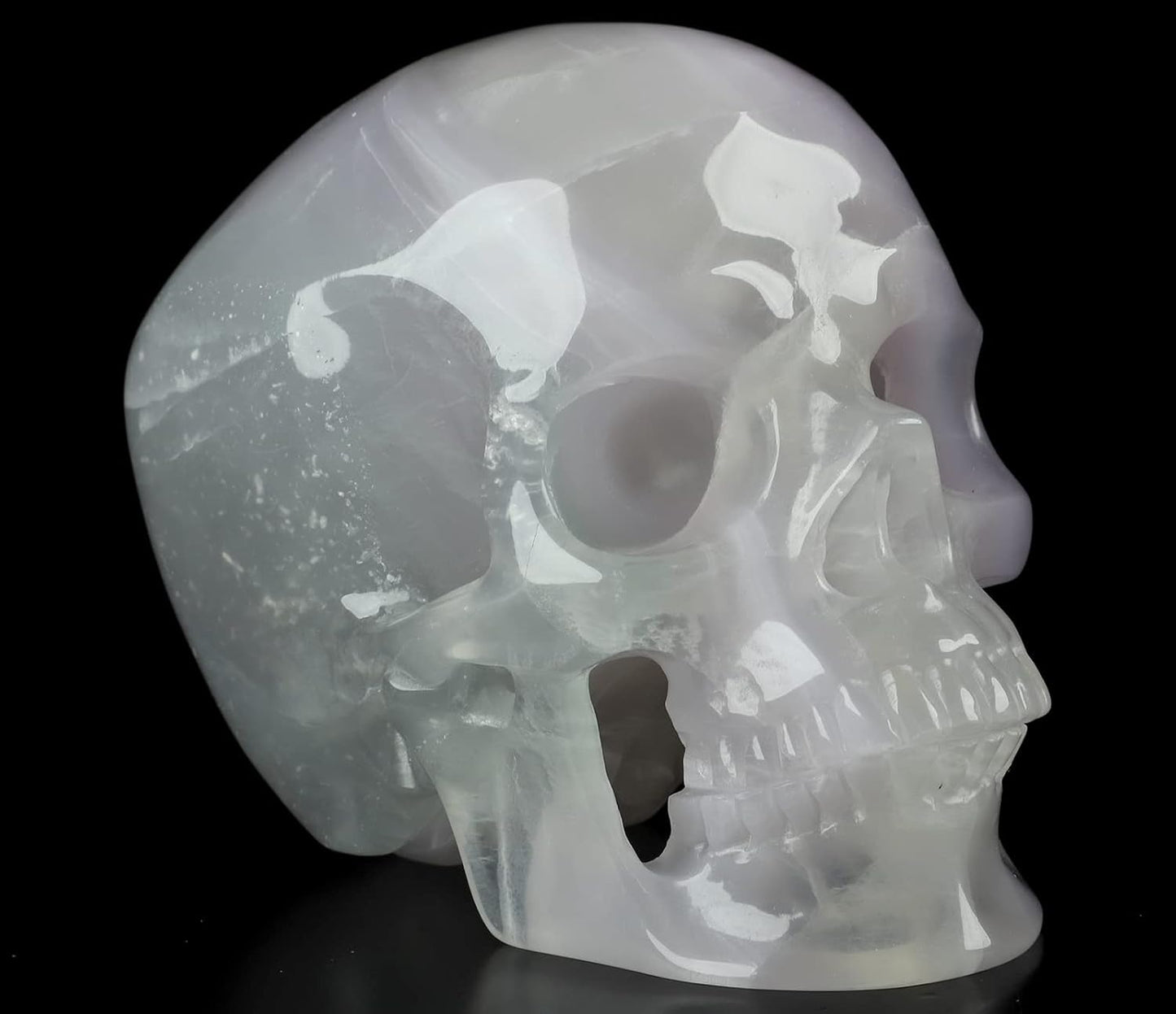 Skullis 5.0" Fluorite Super Realistic Crystal Skull, Hand Carved Gemstone Fine Art Sculpture, Reiki Healing Stone Statue.2245 Z8