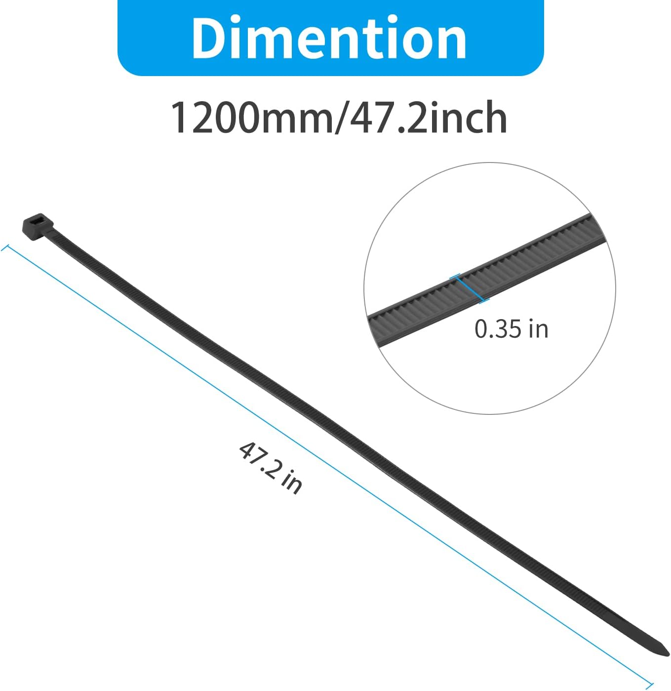 XINGO 40 inch White Zip Ties Heavy Duty 25 PCS,200 lbs Ultra Strong Plastic Wire Ties, Large Cable Ties Extra Long Tie Wraps, Indoor and Outdoor UV Resistant