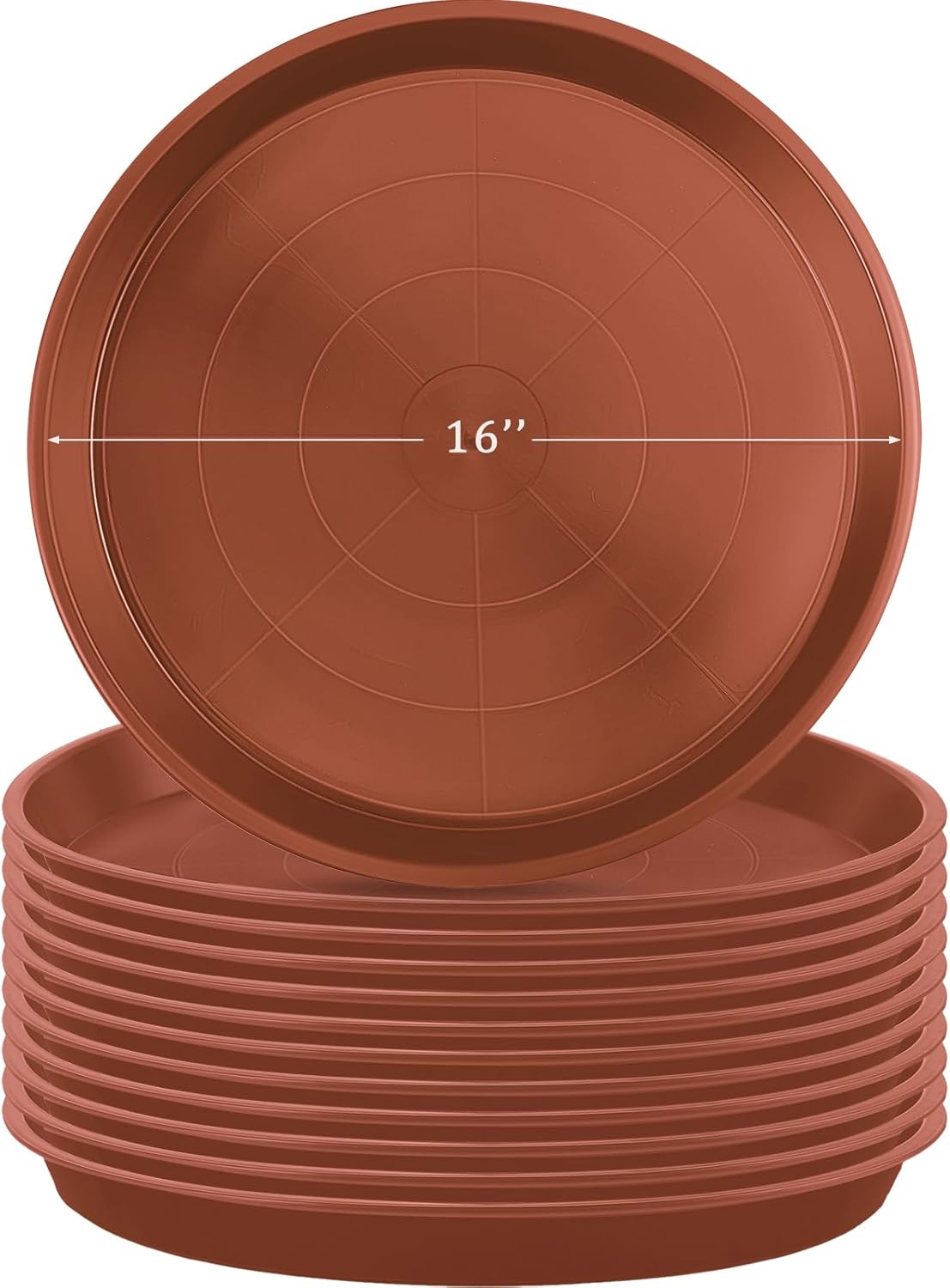 Eccliy 12 Pcs Plastic Plant Saucers Round Plant Tray Large Flower Pot Heavy Duty Planter Water Trays Thick Planter Drip Saucers for Indoors and Outdoors(16 Inch,Red)