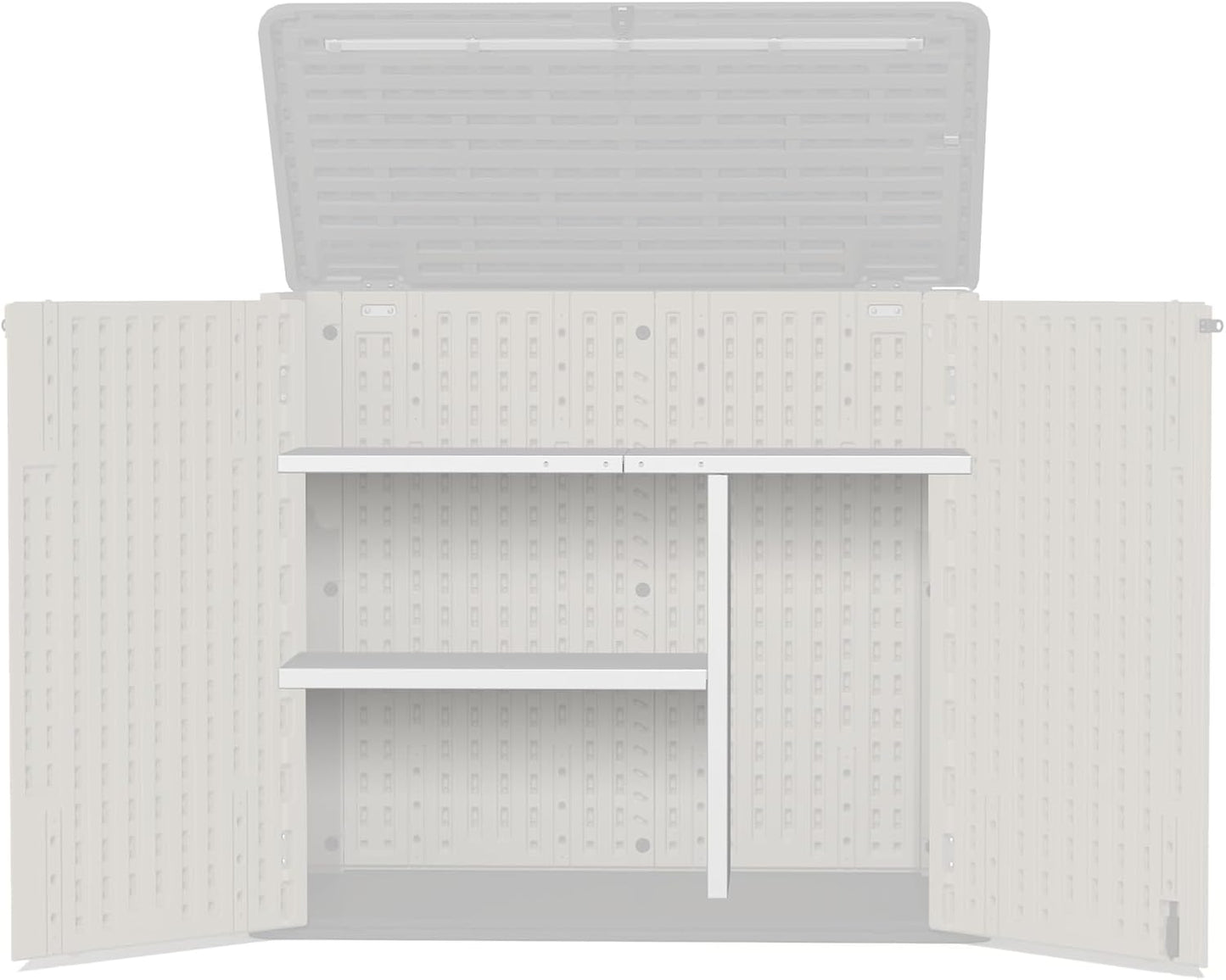Storage Shed Shelf, Weatherproof Metal Shelf for 30 cuft Tool Cabinet, Ideal for Outdoor Use, with Screw and Nuts Easy Assembly, 45.6''L×13.2''W×30.1H, White