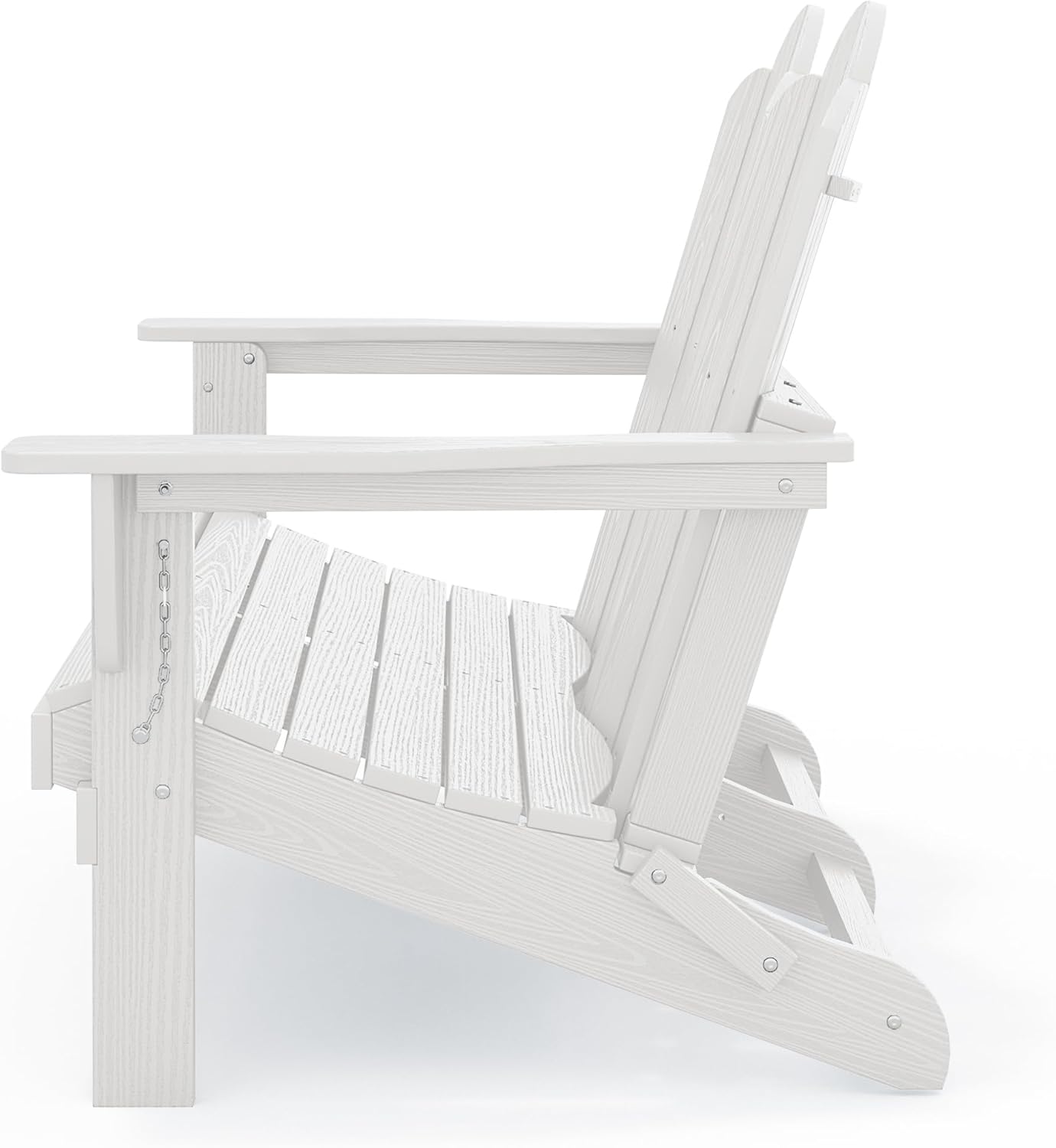 SERWALL Folding Adirondack Bench, HDPE All-Weather Adirondack Loveseat, 660 lbs Capacity, Foldable Outdoor Patio Bench for Deck, Lawn, Garden, White