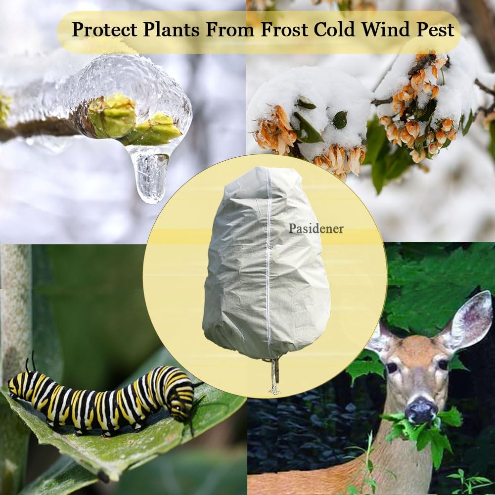 Plant Covers Freeze Protection 3 Packs 45" x40" 2.2oz Tree Covers Frost Plant Covers Freeze Cloth for Outdoor Plants with Zipper Drawstring