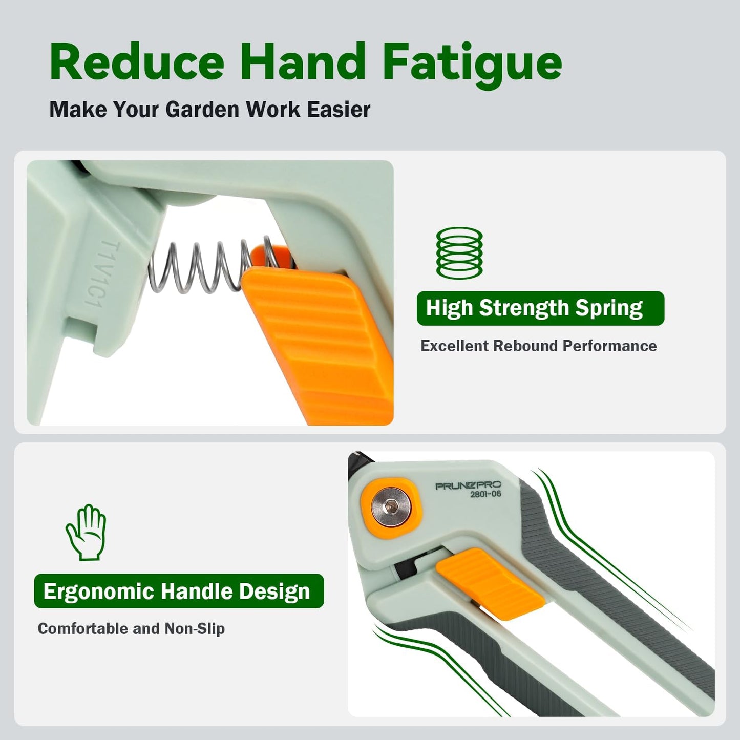 PrunePro Garden Scissors Pruning Shears Sharp Stainless Steel Non-Stick Teflon Coating Blade for Precise Cuts Garden Snip Bonsai Clippers for Plants Rose Flower 3 Pack