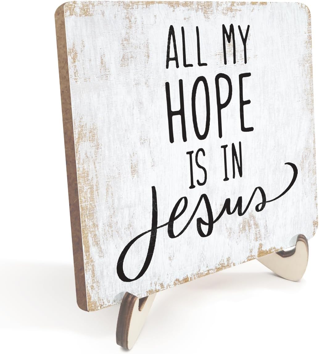 Rustic Wooden Inspirational Sign - 5.1x5.1 inches - Christian Bible Verse - Tabletop Decor - 3 Pack