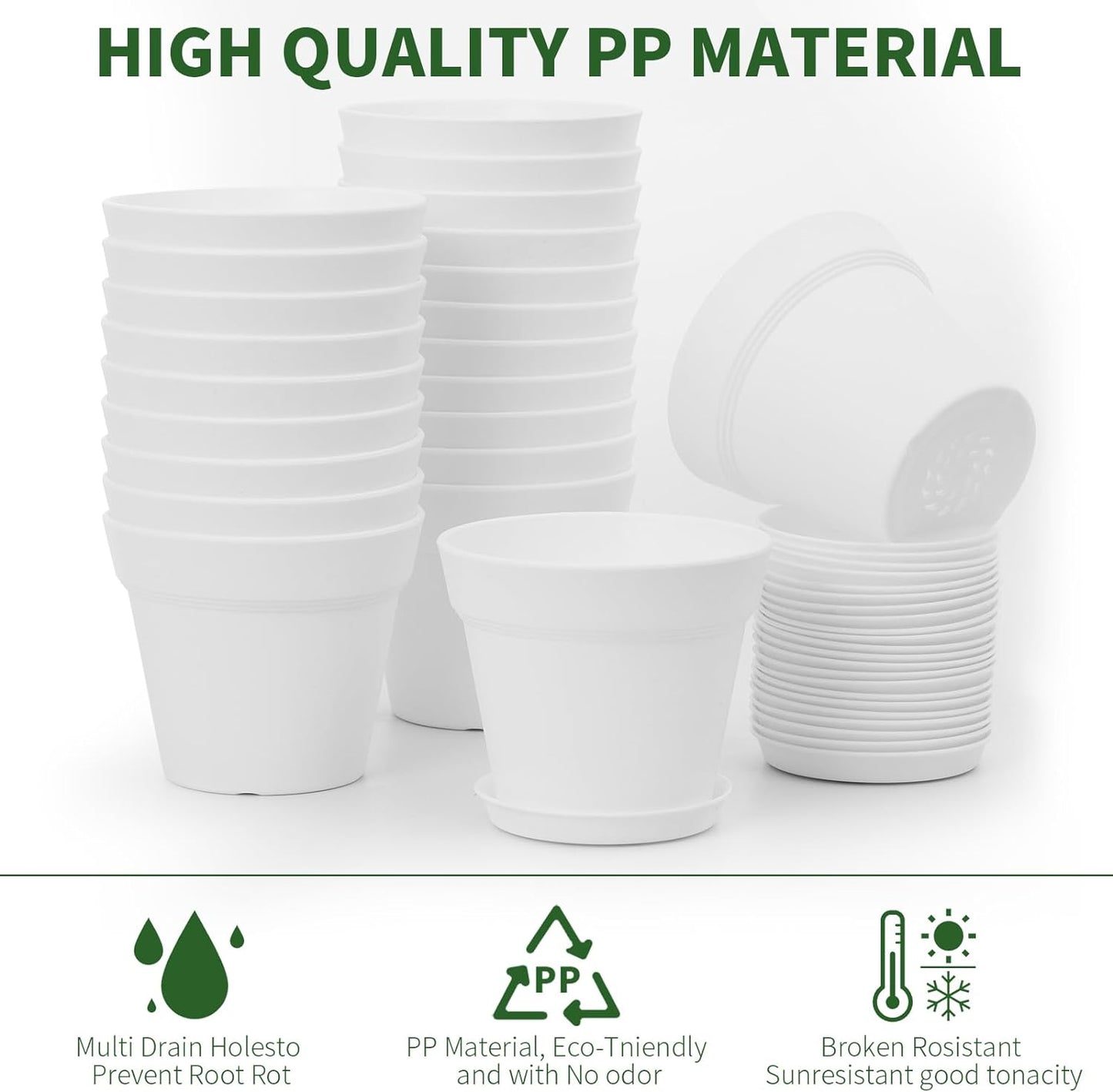 GARDIFE 20 Pack 4 inch Plant pots, planters for Indoor Plants, Flower pots, White