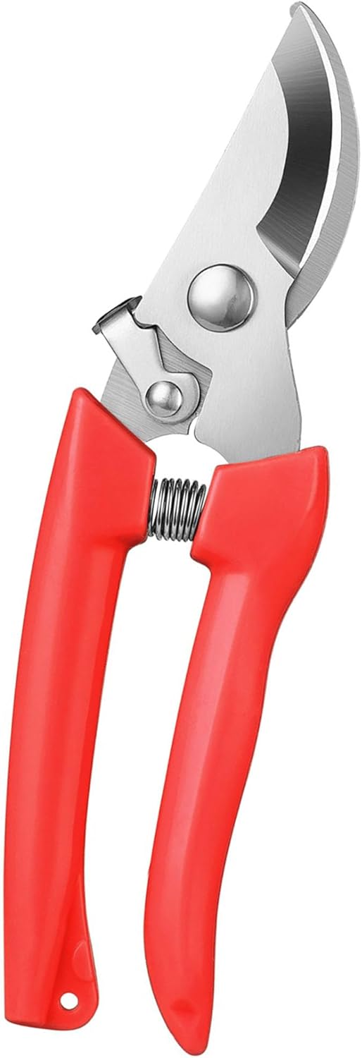 Garden Flower Shears Pruning Shears 6.9 inches Scissors Heavy Duty Plant Scissors for Cutting Flowers, Trimming Plants, Bonsai, Fruits Picking (Red Handle)