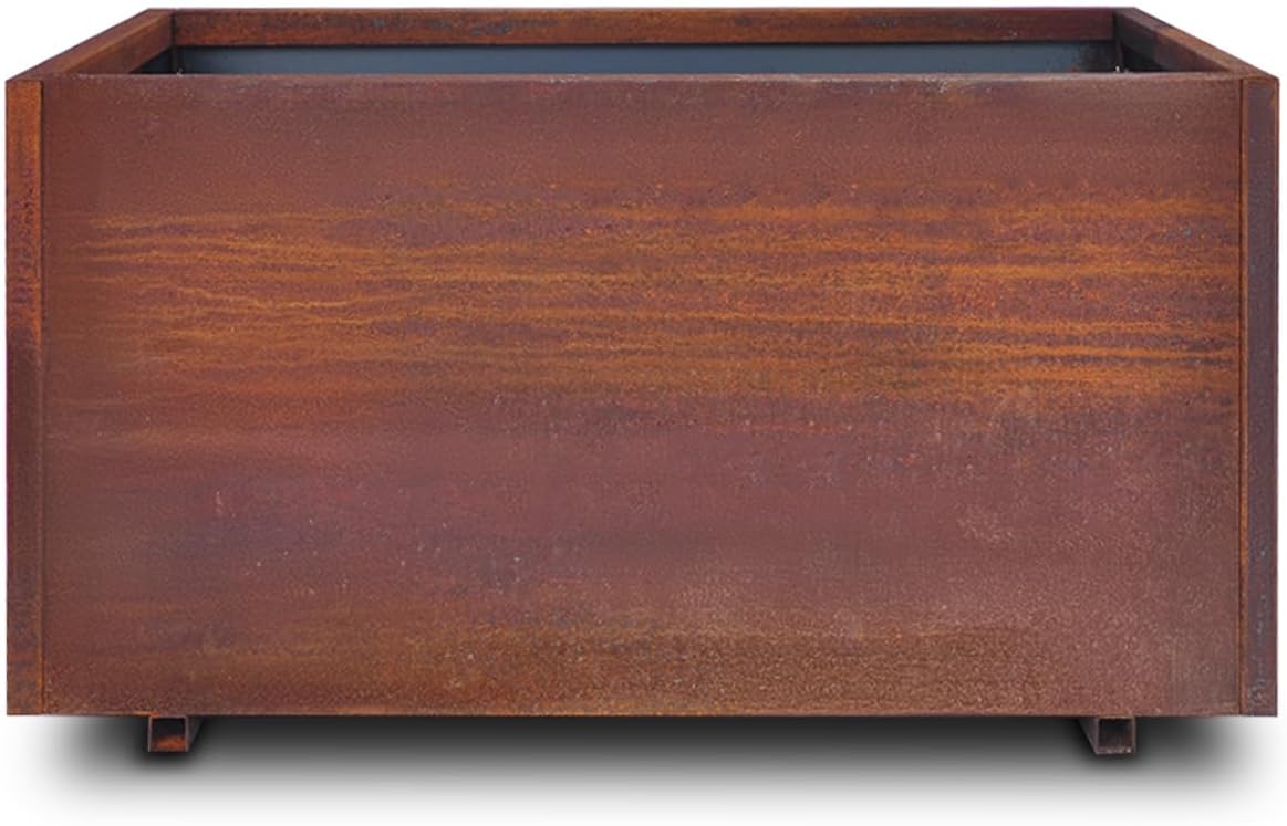 Corten Steel Planter w/Rust Patina Finish, Perfect for patios, terraces, and Commercial or Residential Settings, Cube Planter, 40in x 20in x 20in Outdoor Box beautifies Flowers, Trees, shrubs
