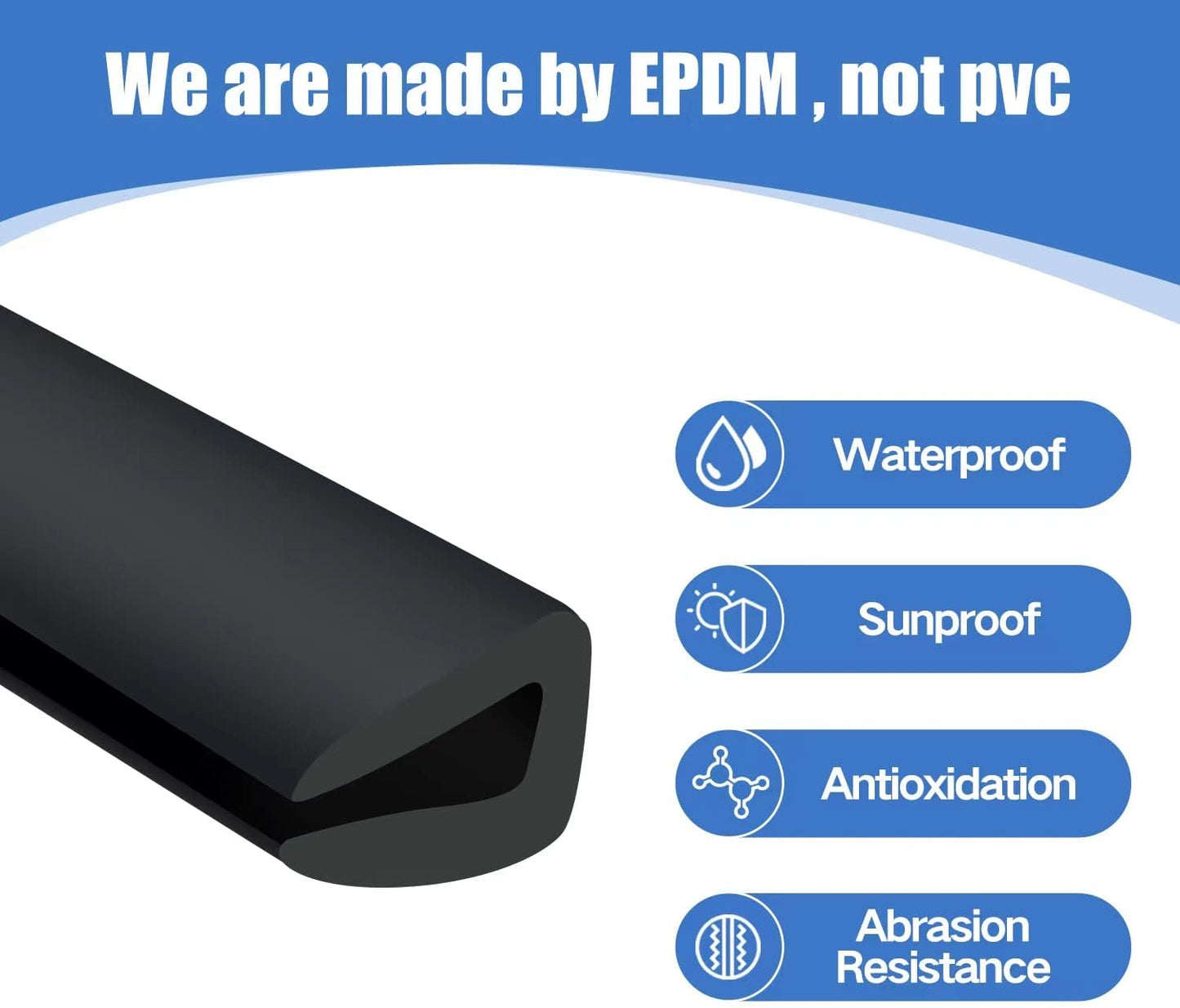 Rubber Edge Trim, 1/8" U Channel Edge Trim, Edge Protector for Glasses or Flexi Glasses, 1/8 in Flexible U Shaped Gasket, Black Color, Length 20 Ft