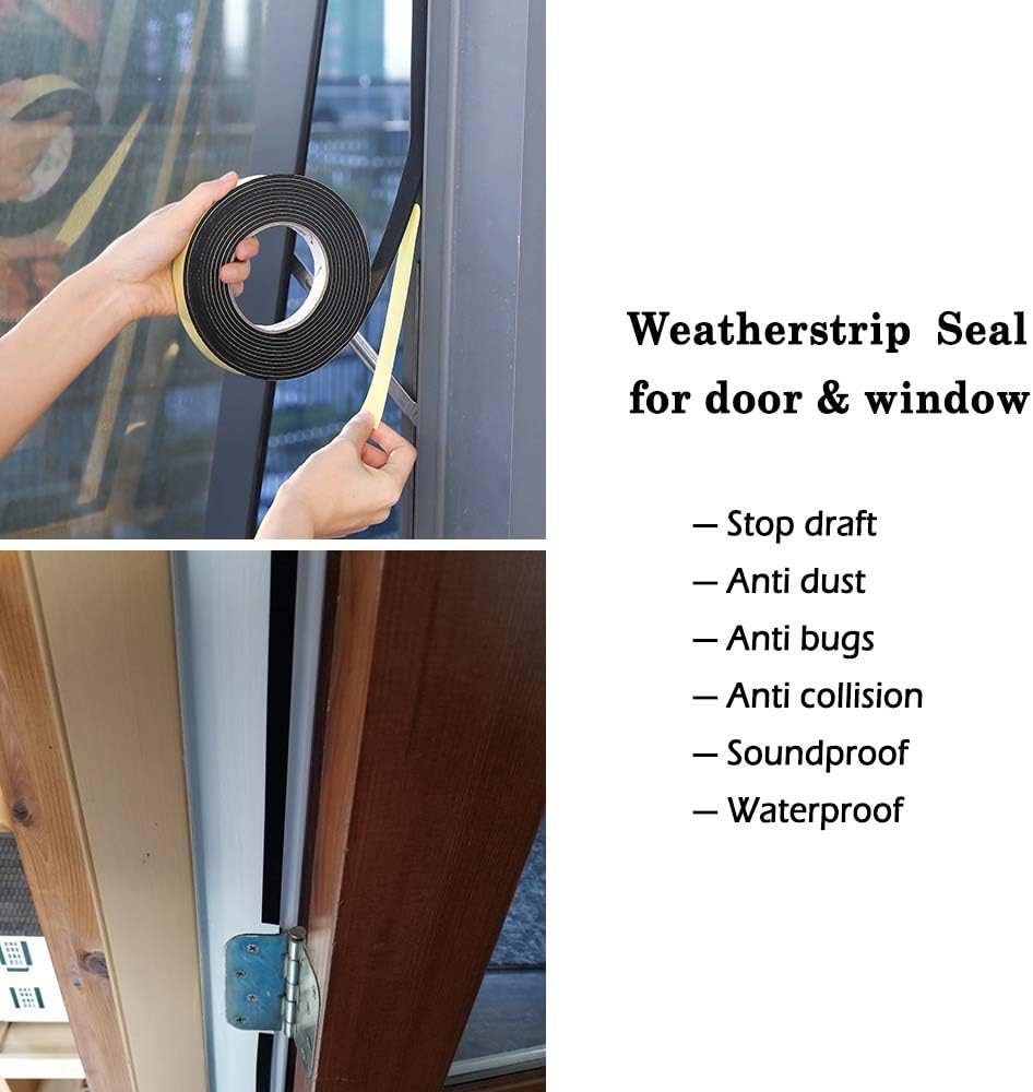 Neoprene Weather Stripping -2" W x 1/8" T- Self Adhesive Foam Rubber Seal Strip Tape for Sliding Door Window Insulation