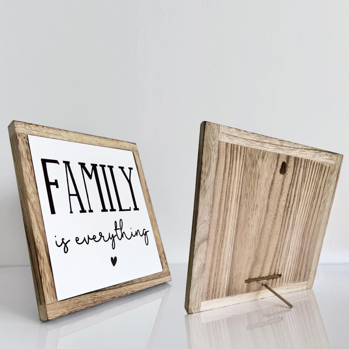 Farmhouse Home Decor, Living Room Decor for Shelf, Home decoration Accent, Rustic Tabletop Decoration, Inspirational Family Signs, Wooden Plaques Box Signs, Family is Everything Sign 9.8 * 9.8 Inch