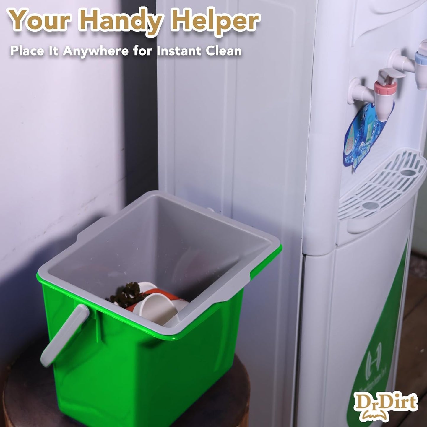 DrDirt Kitchen Compost Bin, 6L / 1.58 Gal Kitchen Compost Bin Countertop with Inner Sieve for Liquid Separation, Odor-Control, Easy to Clean, for Cooking Family and Home Parties, Yellow