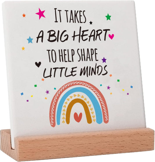Teacher Appreciation Gifts Graduation Birthday Gifts for Teacher Mentor Coach- It takes a big heart to shape little minds -Teacher's Day Gifts Teacher Decor Ceramic Plaques