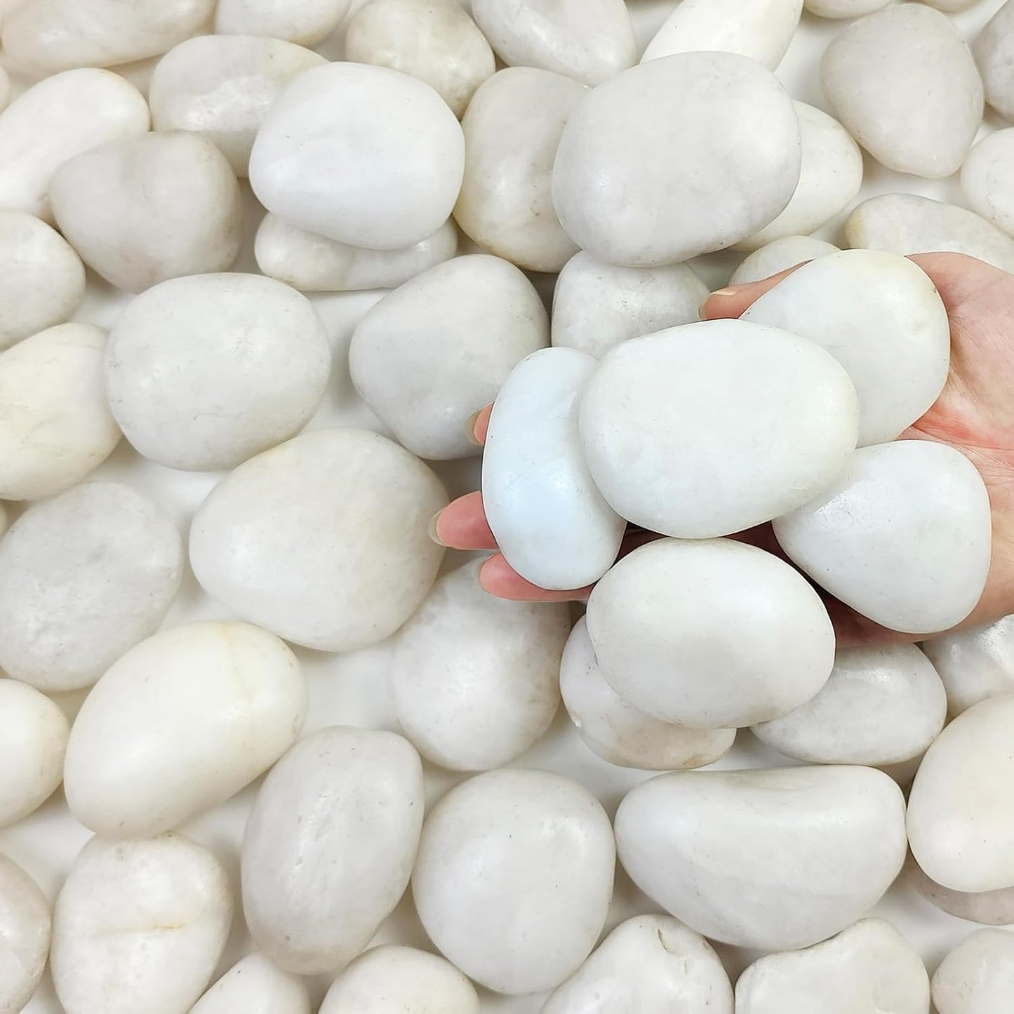 40 Pounds Large White River Rocks for Outdoor Landscaping, 2-3 Inch Natural White Stones for Planters, Polished Decorative Pebbles for Indoor Plants Vase, Aquarium and Garden Rocks