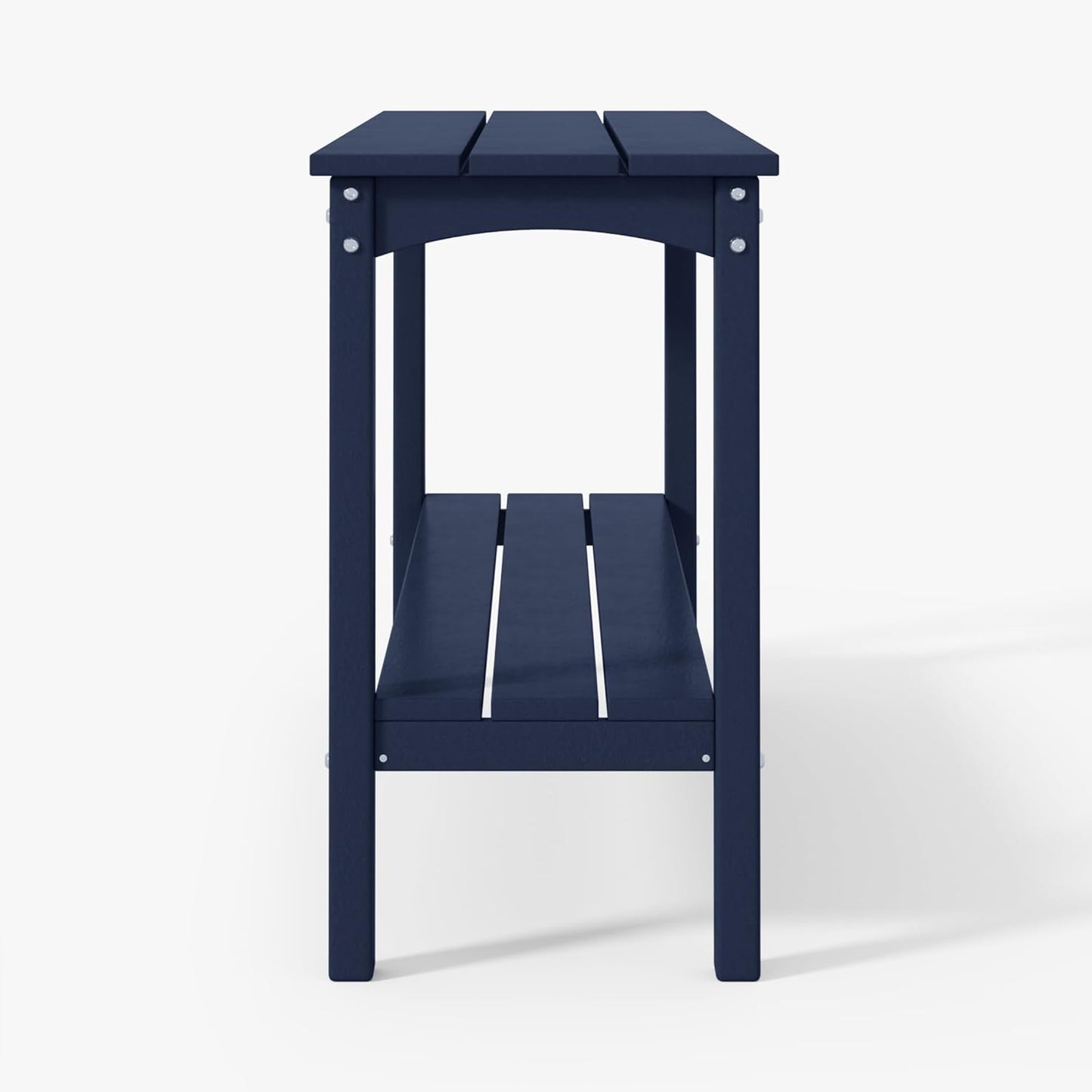 WestinTrends Malibu 55" Outdoor Patio HDPE Adirondack 2-Tier Shelf Console Table, Navy Blue