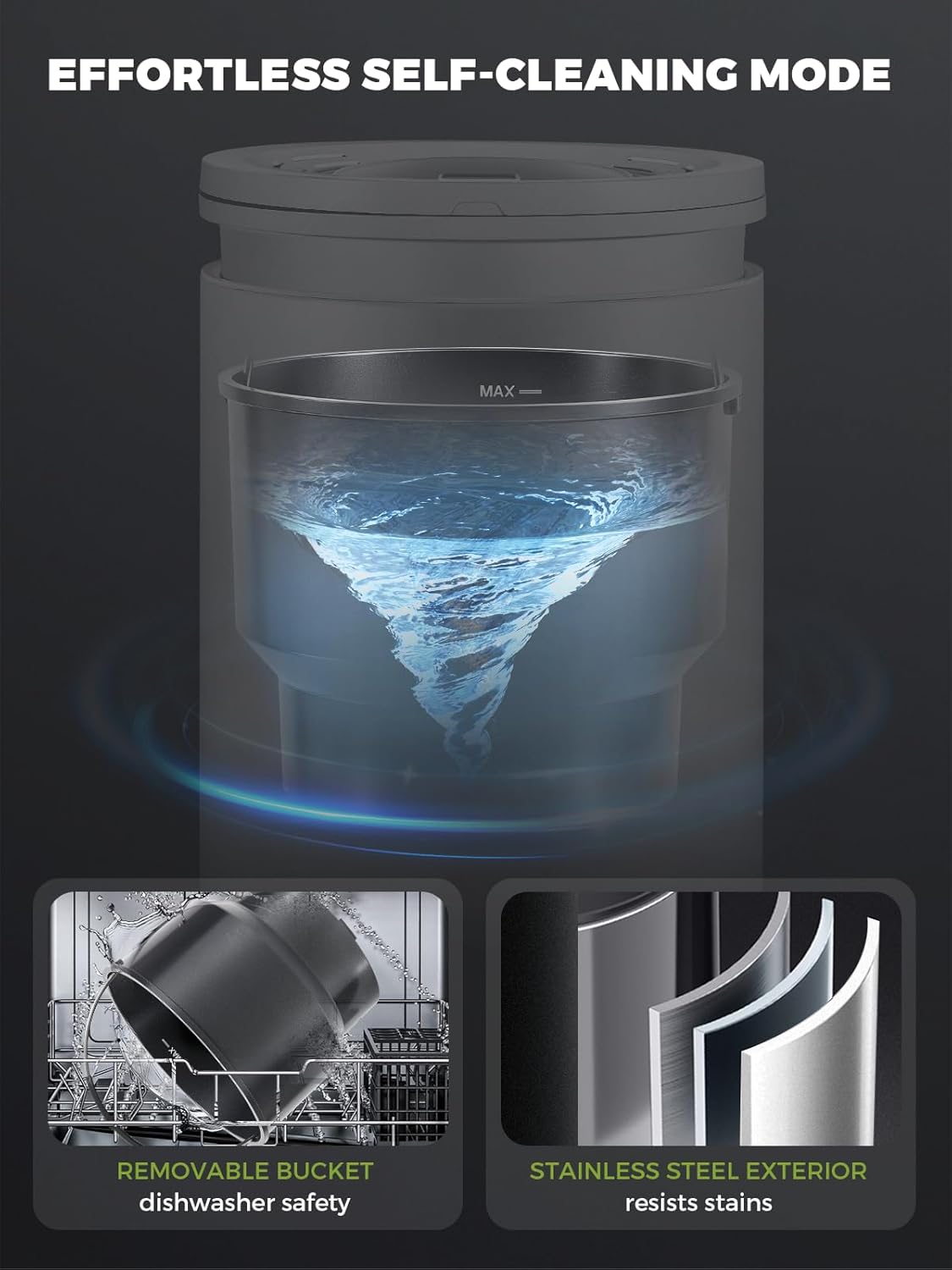 Electric Composter for Kitchen Smart Odorless Countertop Compost Bin Machine Quiet Larger 4.5L Indoor Food Cycler with Auto Cleaning, 3 Modes, 2 Carbon Packs, Turn Food Waste into Fertilizer